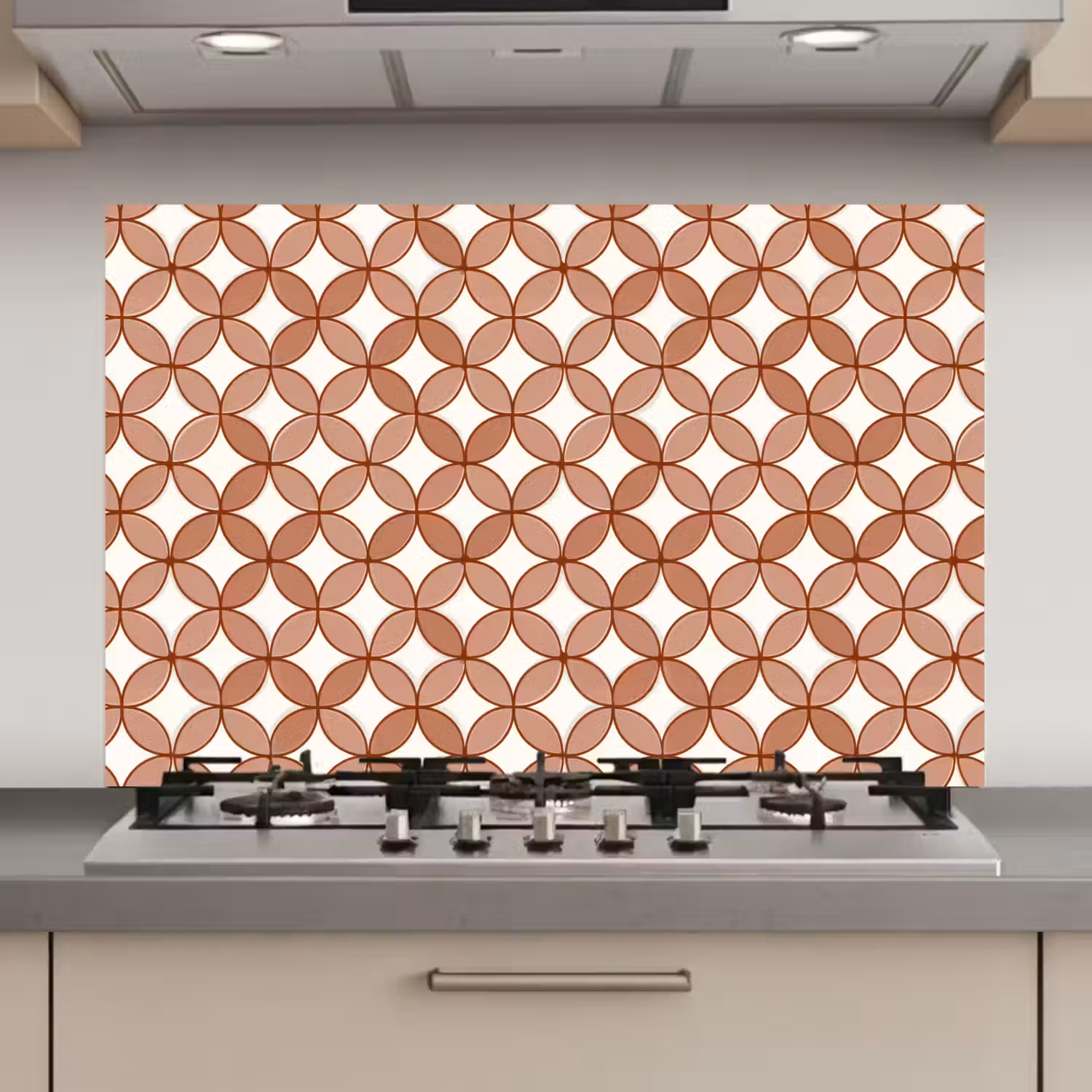 Geometrisch - Cirkels - Modern - Terracotta keuken achterwand spatscherm klein 900 -3d_website