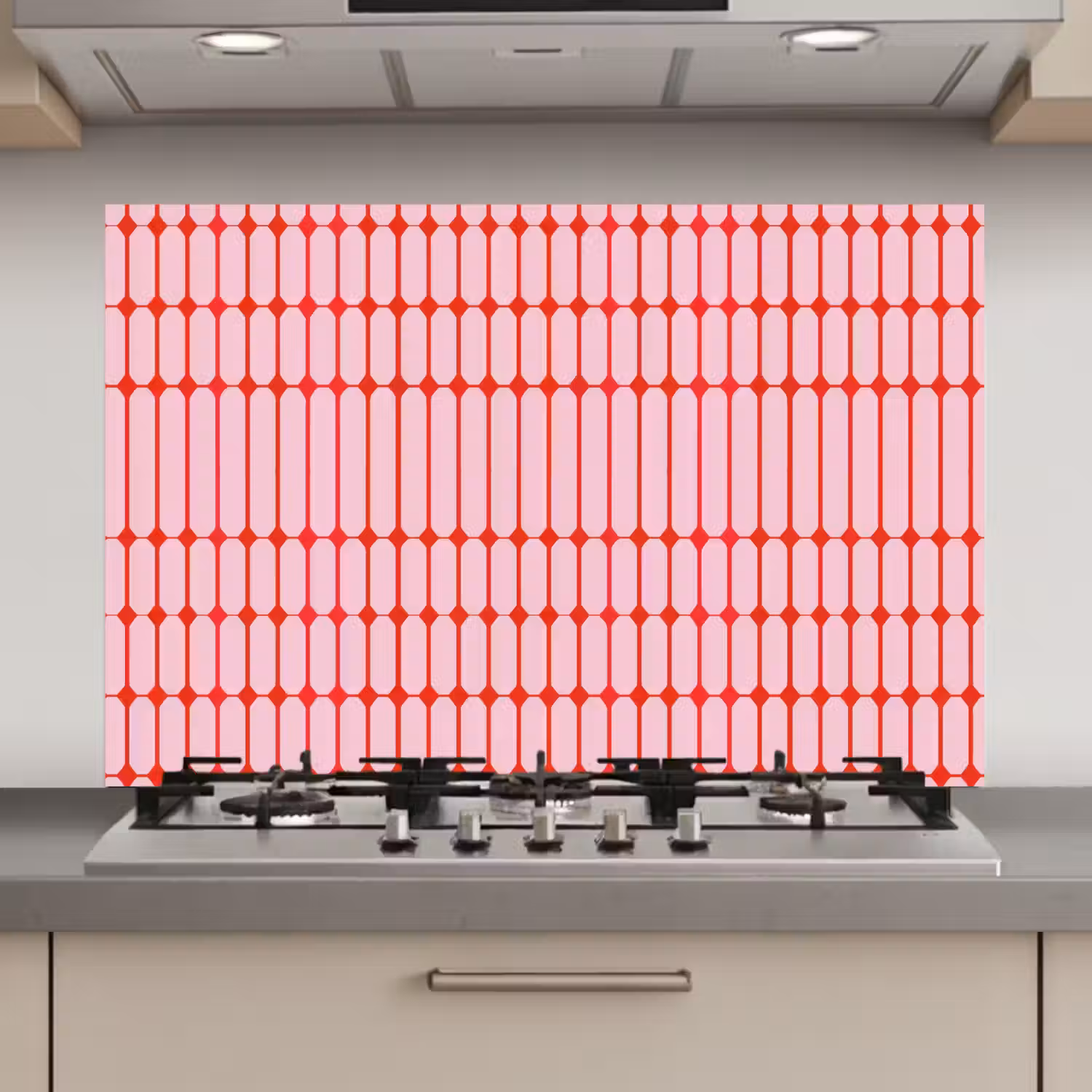 Geometrisch - Minimalistisch - Rood - Roze keuken achterwand spatscherm klein 900 -3d_website