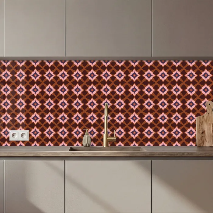 Geometrisch - Sierlijk - Bruin keuken achterwand 2 middel 871 zz_3dshopping