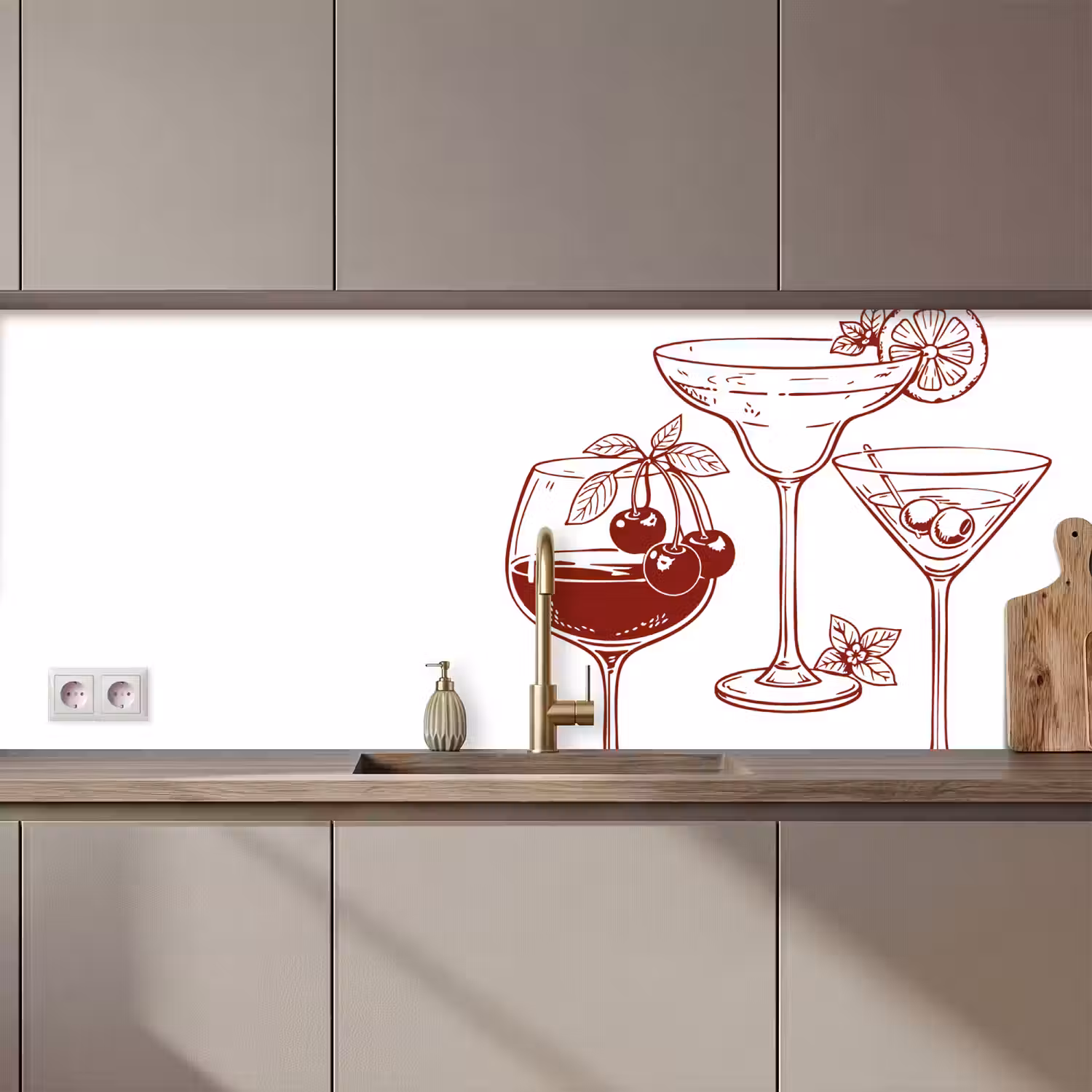 Glazen - Cocktails - Rood keuken achterwand 2 middel zz_3dshopping