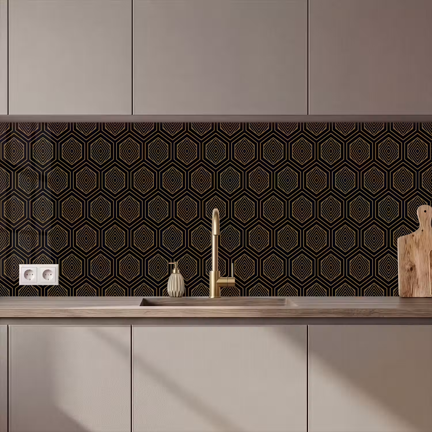 Goud - Zwart - Tunnel keuken achterwand 2 middel 871 zz_3dshopping