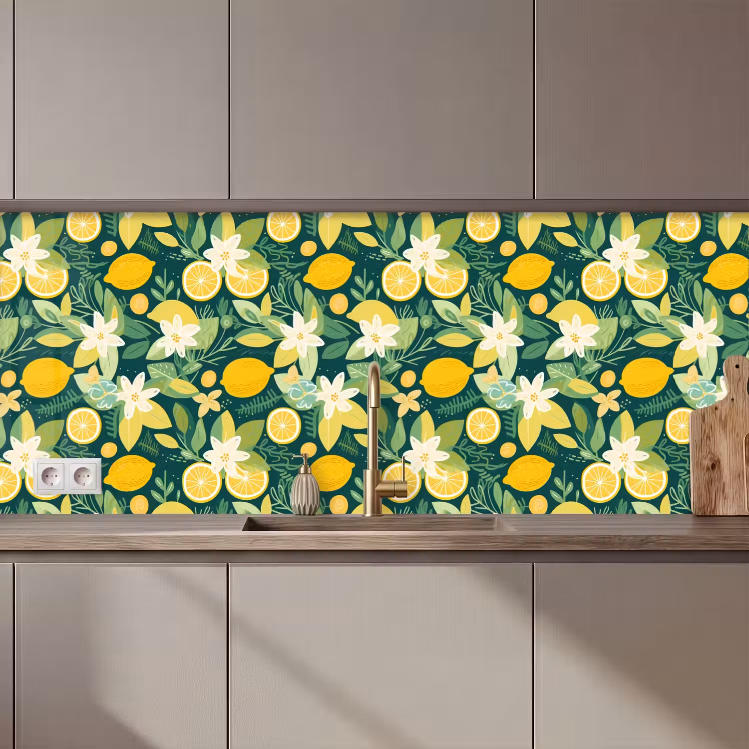 Groen - Bloemen - Citroenpartjes keuken achterwand 2 middel 871 zz_3dshopping