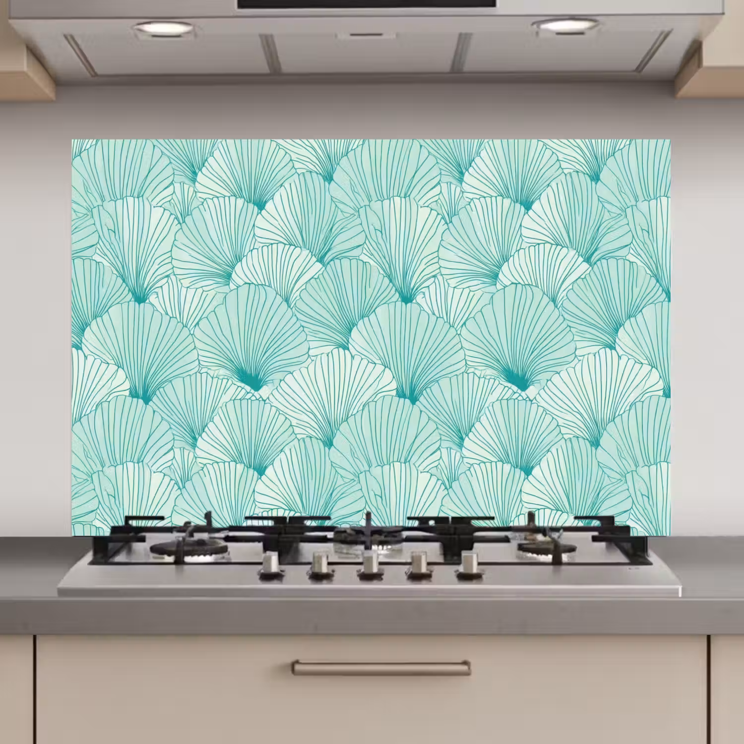 Groen - Wit - Ginko - Getekend - Textuur keuken achterwand spatscherm klein 900 -3d_website