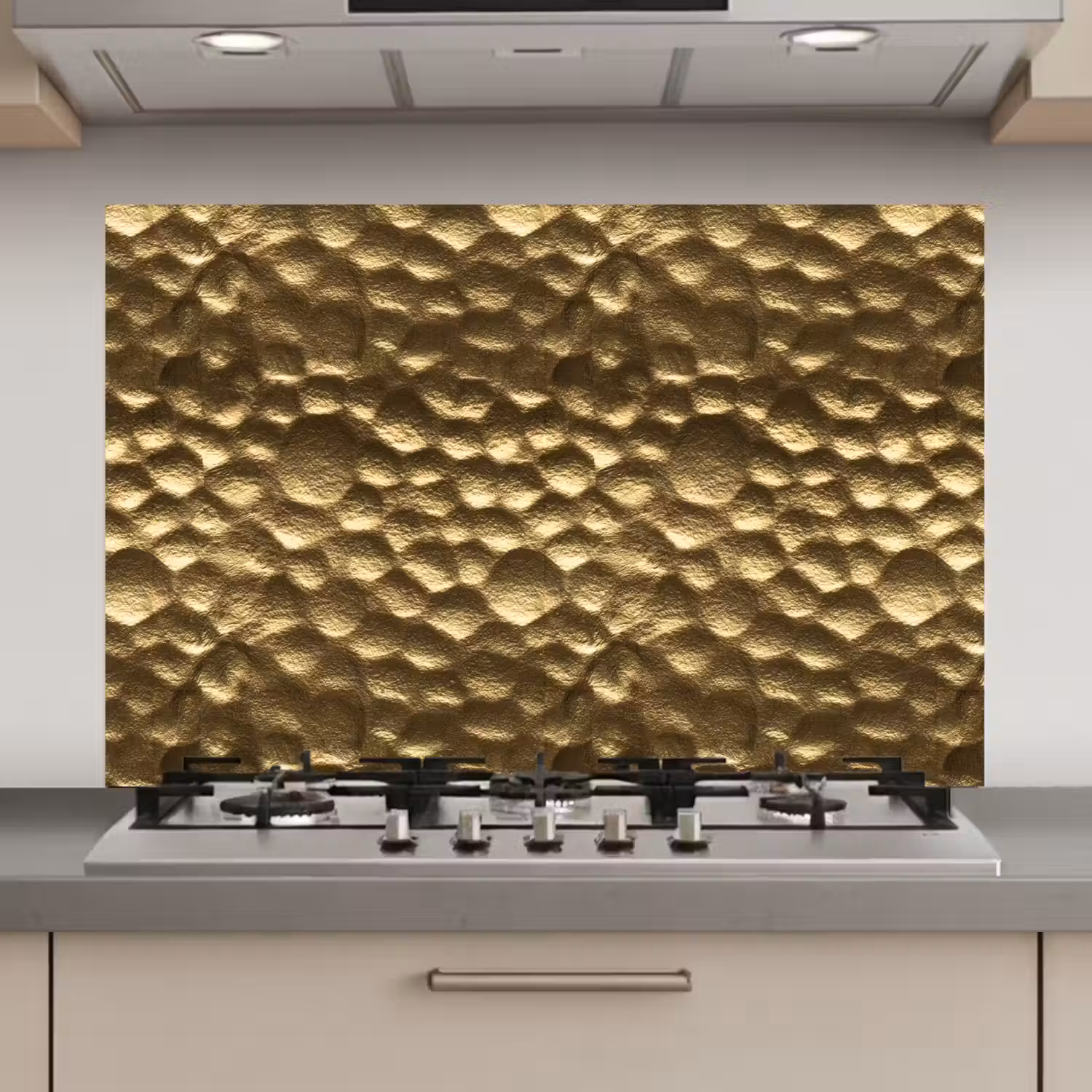 Gehamerd - Reliëf - Textuur - Bronsgoud keuken achterwand spatscherm klein 900 -3d_website