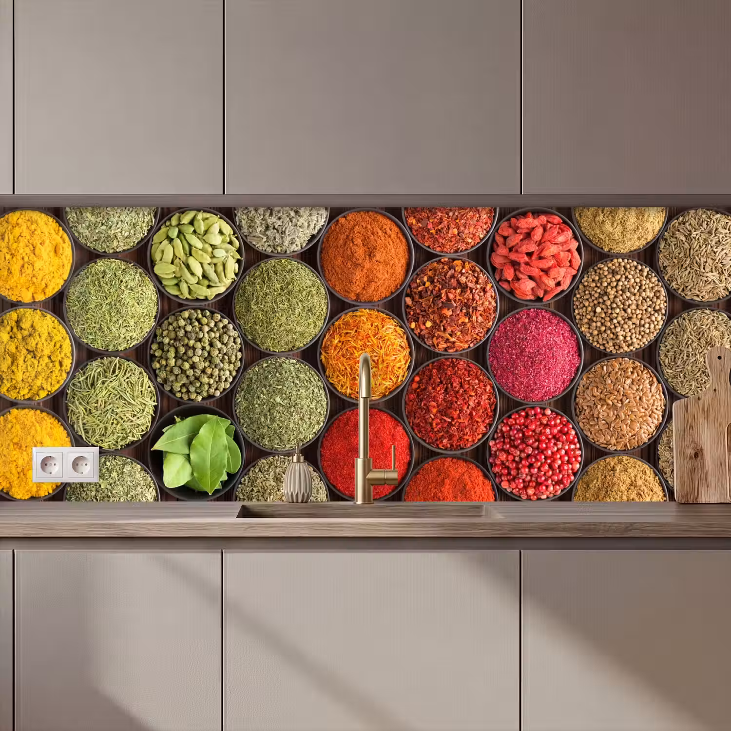 Kruiden - Schaaltjes - Kleurrijk - Textuur keuken achterwand 2 middel zz_3dshopping