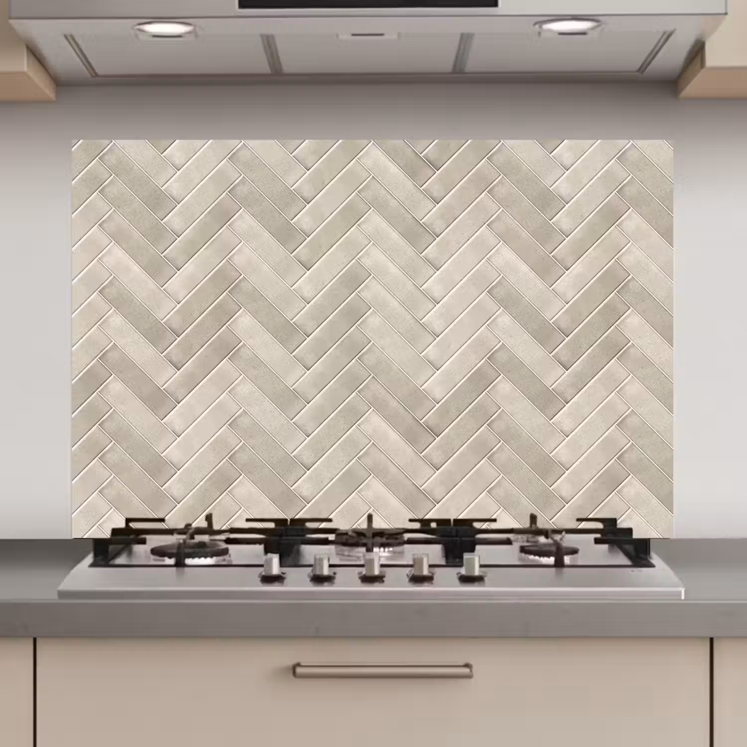 Visgraat - Wandtegel - Beige keuken achterwand spatscherm klein 900 -3d_website