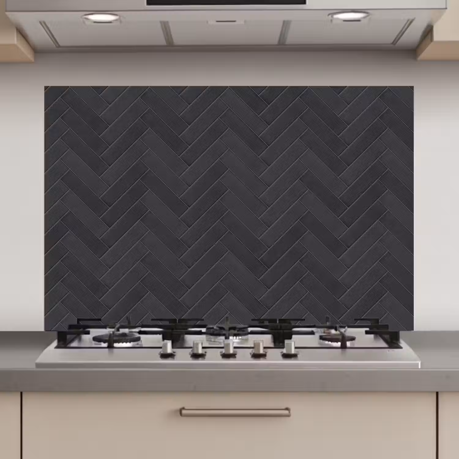 Visgraat - Wandtegel - Donkergrijs keuken achterwand spatscherm klein 900 -3d_website