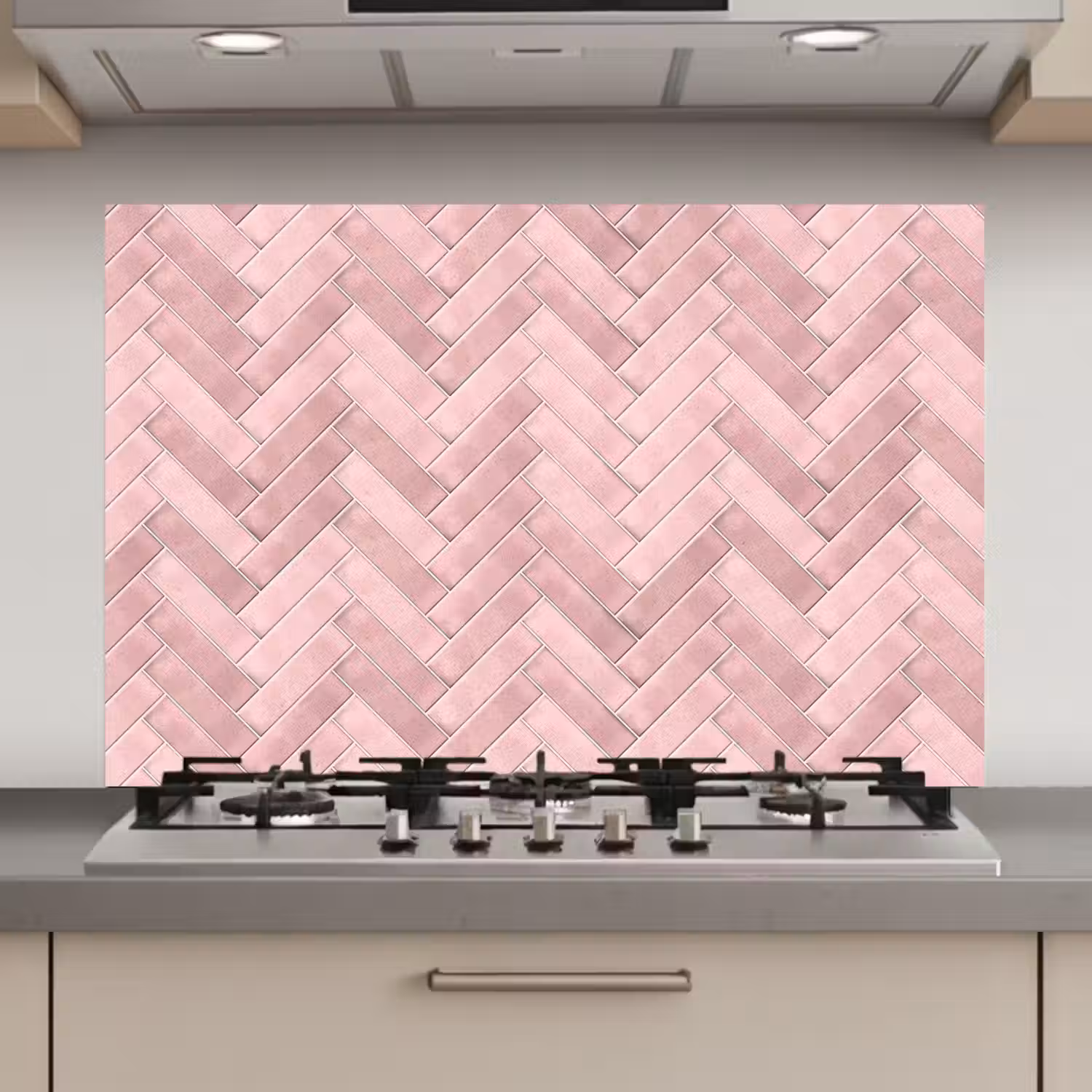 Visgraat - Wandtegel - Lichtroze keuken achterwand spatscherm klein 900 -3d_website