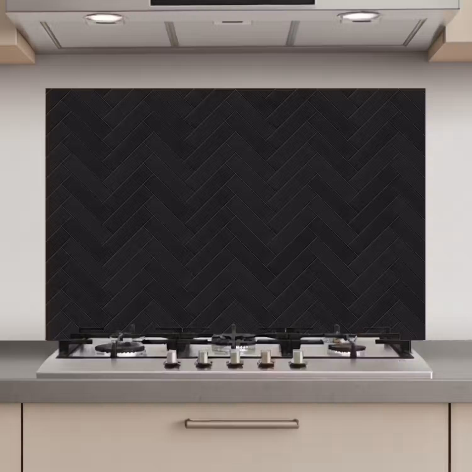 Visgraat - Wandtegel - Mat - Zwart keuken achterwand spatscherm klein 900 -3d_website