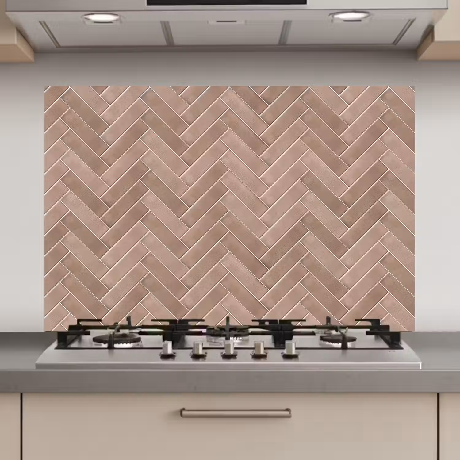 Visgraat - Wandtegel - Oudroze - Terracotta keuken achterwand spatscherm klein 900 -3d_website