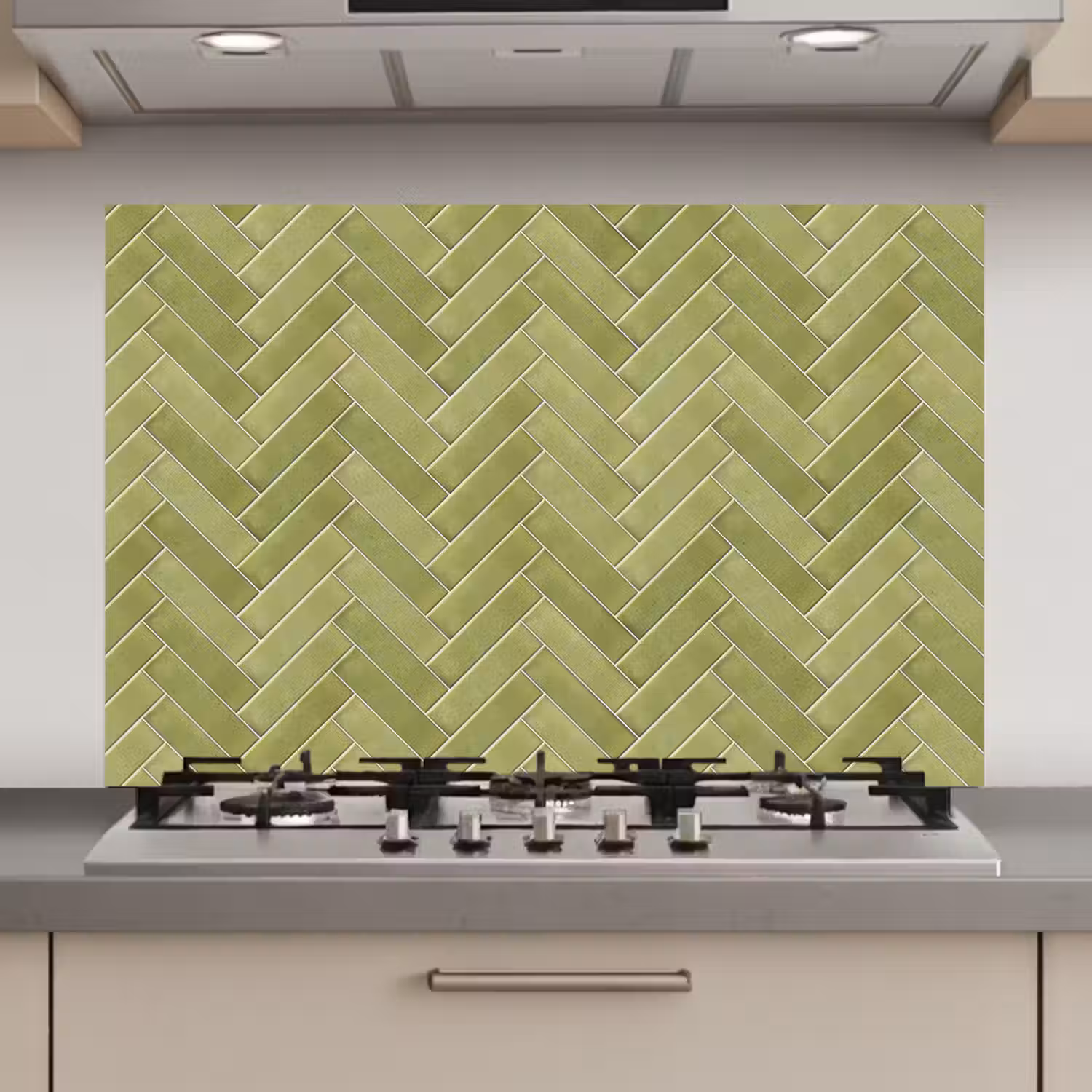Visgraat - Wandtegel - Olijfgroen keuken achterwand spatscherm klein 900 -3d_website