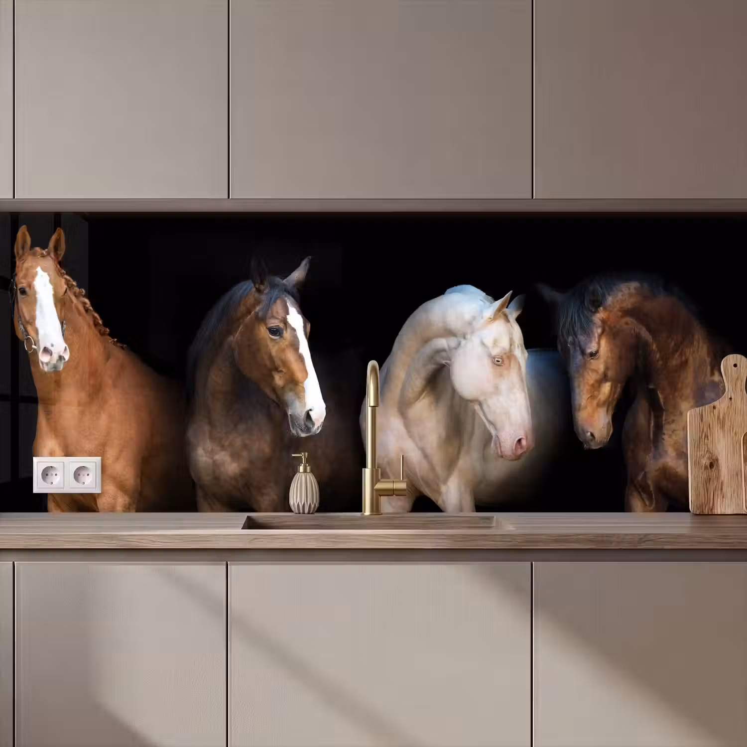 Paard - Dieren - Zwart keuken achterwand 2 middel zz_3dshopping
