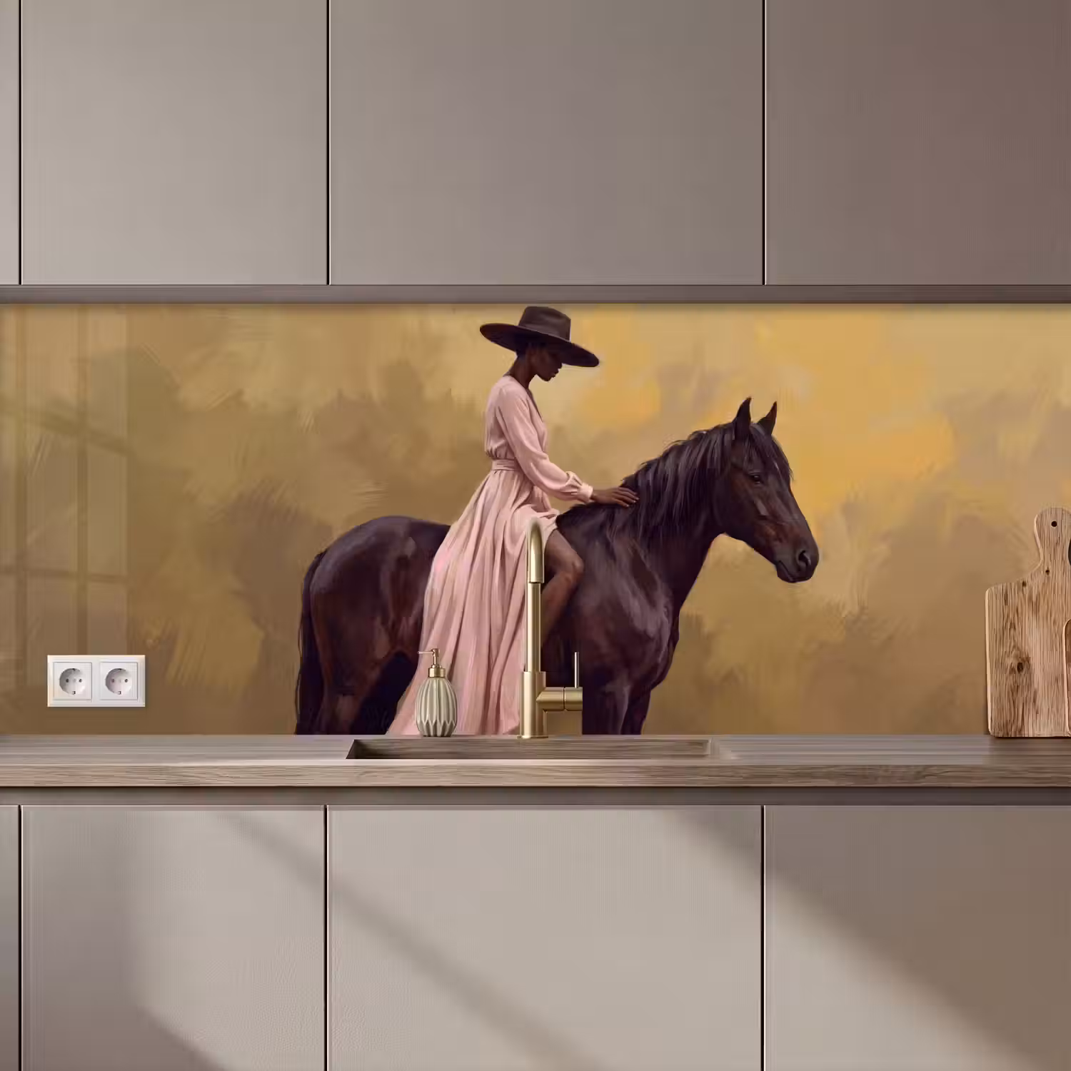 Paard - Klassiek - Oker keuken achterwand 2 middel zz_3dshopping