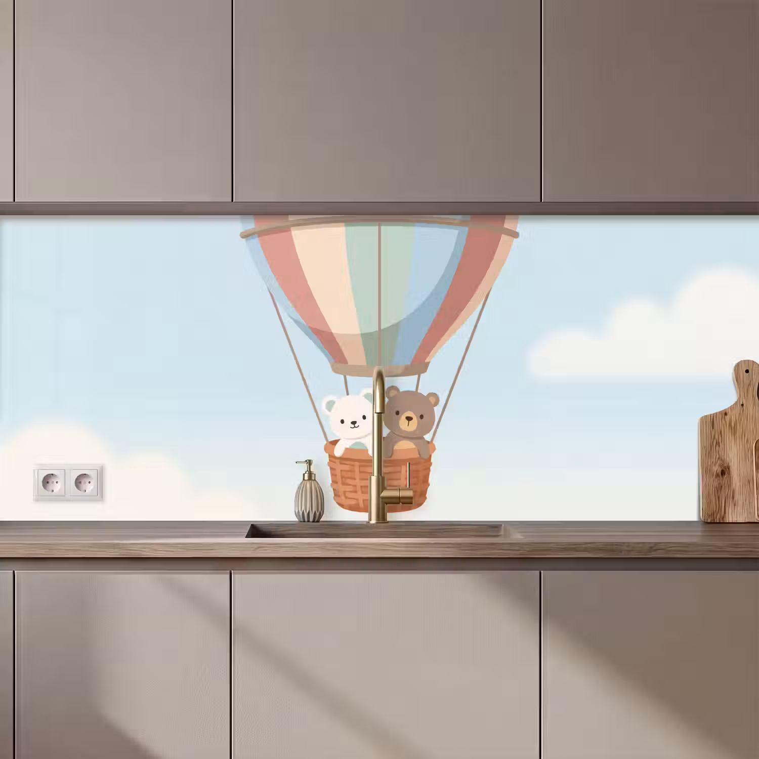 Luchtballon - Beren - Pastel keuken achterwand 2 middel zz_3dshopping