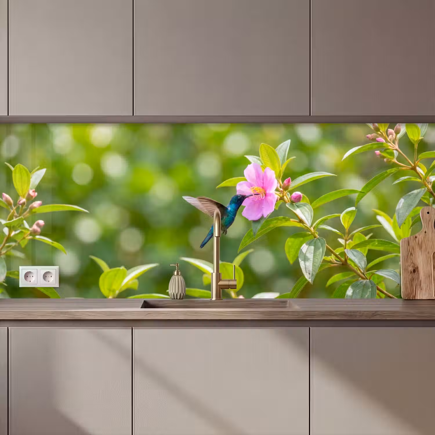 Kolibrie - Bloem - Natuur - Groen keuken achterwand 2 middel zz_3dshopping