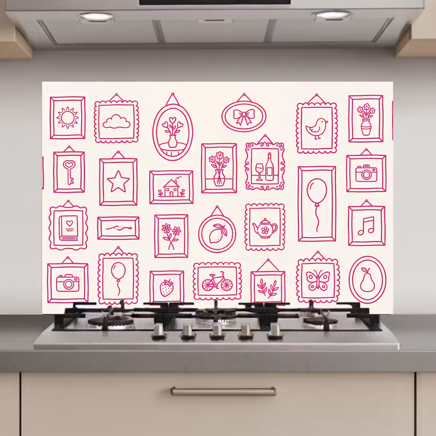 Illustratie - Collectie - Kunst - Minimalistisch - Roze keuken achterwand spatscherm klein -3d_website