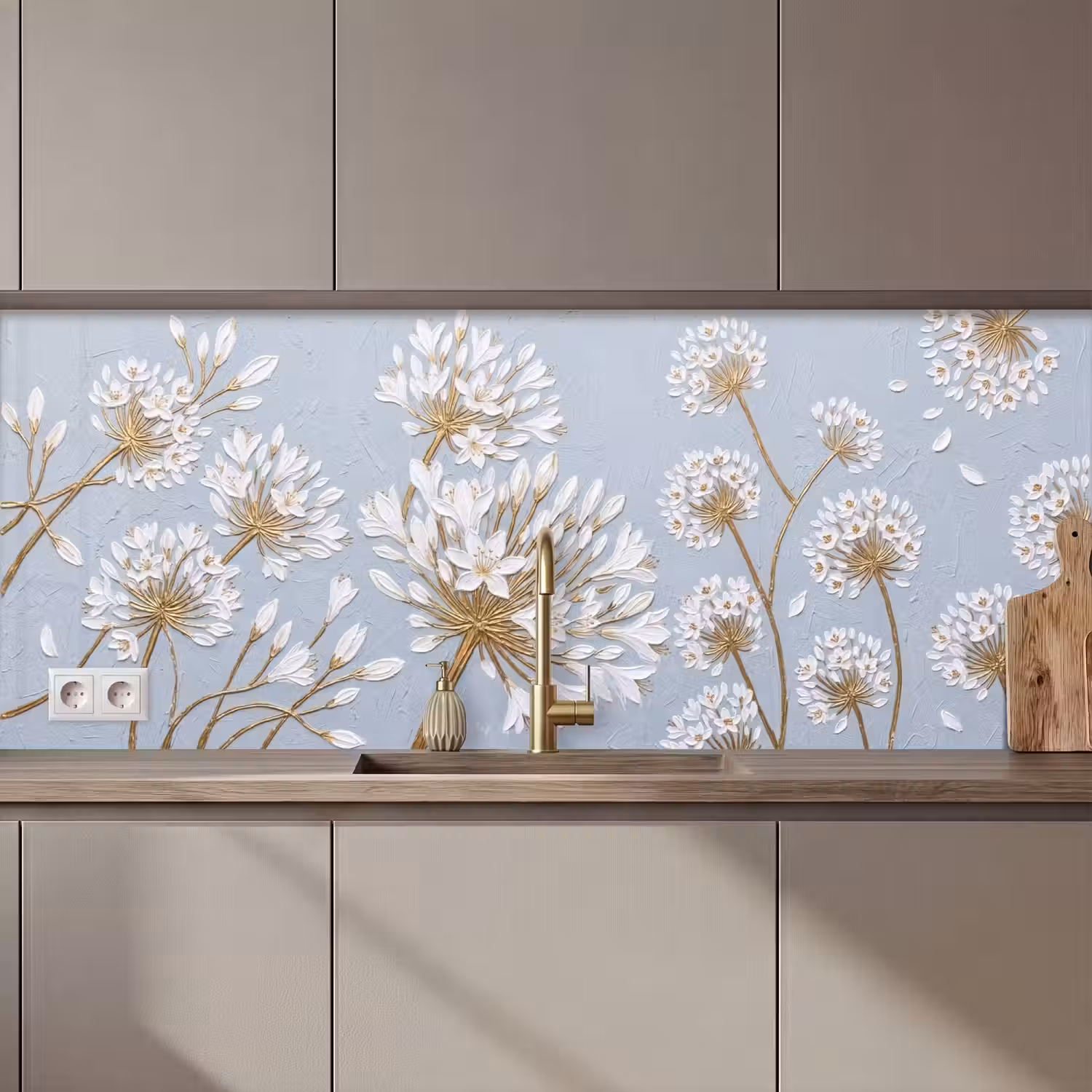Illustratie - Bloemen - Blauw keuken achterwand 2 middel zz_3dshopping
