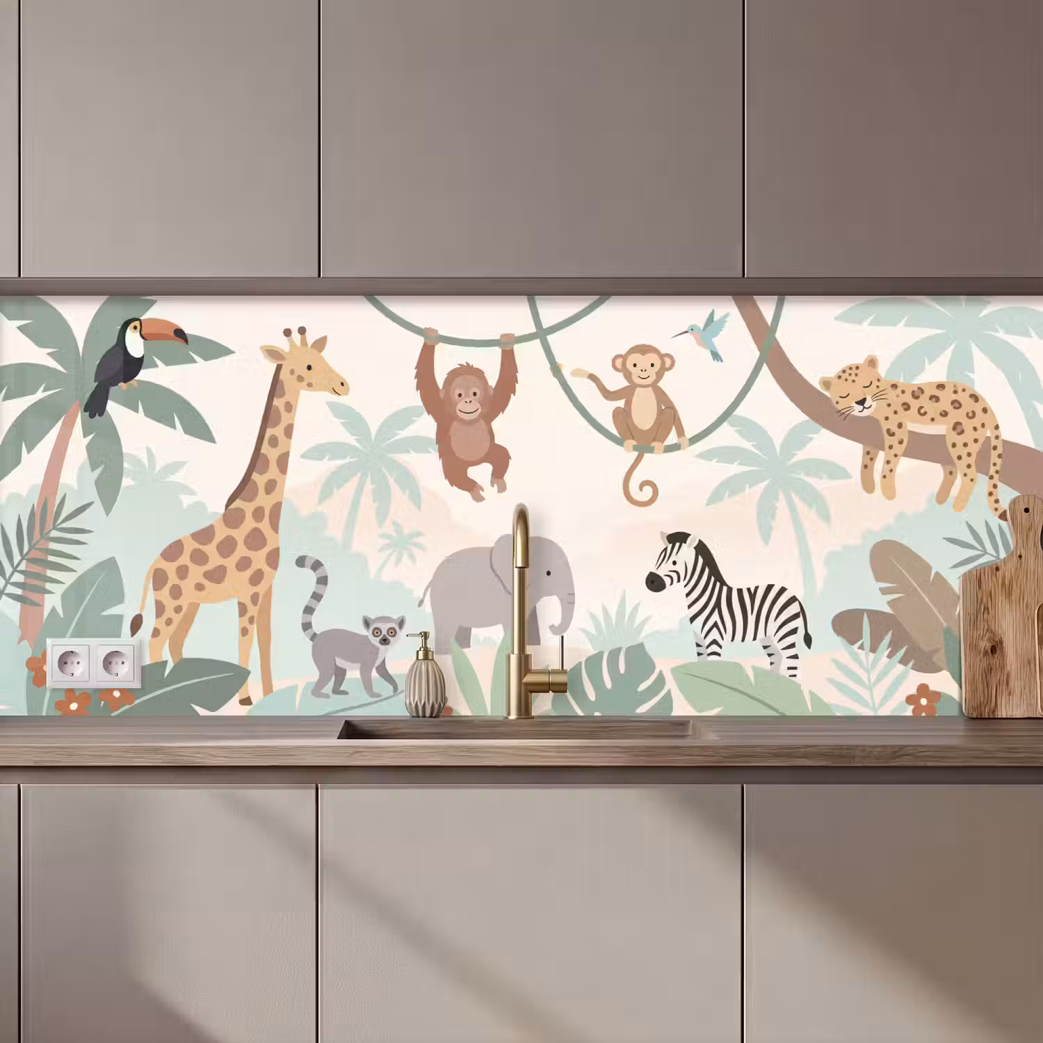 Jungle - Dieren - Groen keuken achterwand 2 middel zz_3dshopping