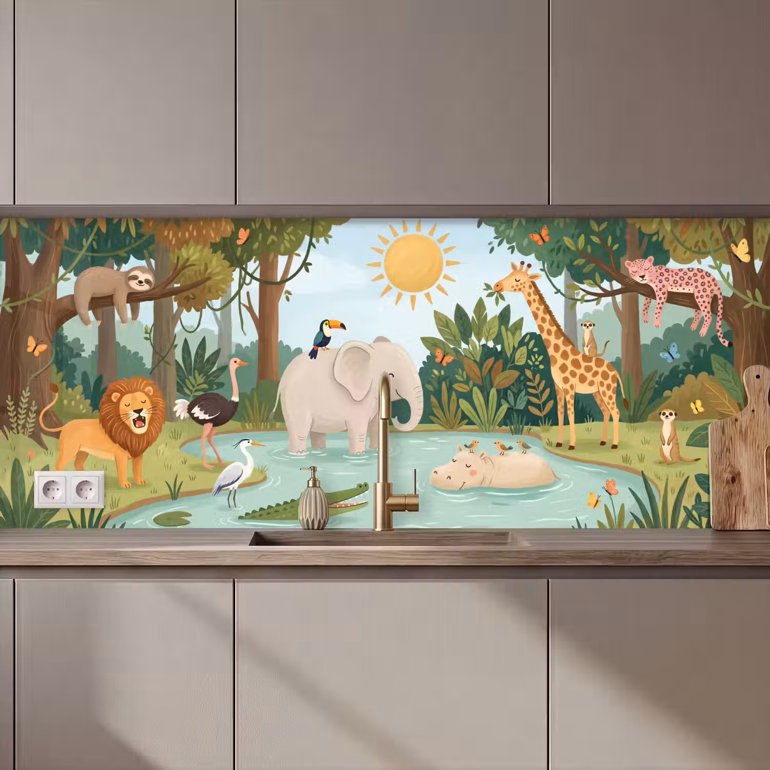 Jungle - Oase - Dieren - Kleurrijk keuken achterwand 2 middel zz_3dshopping