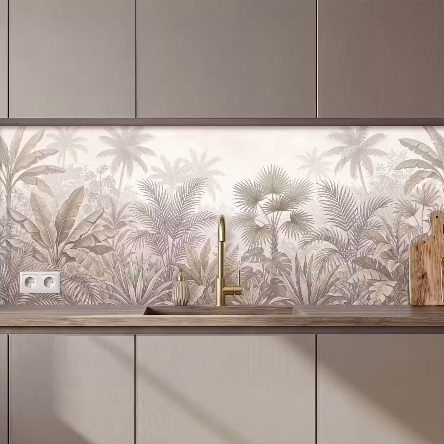 Jungle - Tropisch - Natuur -Vintage - Beige keuken achterwand 2 middel zz_3dshopping
