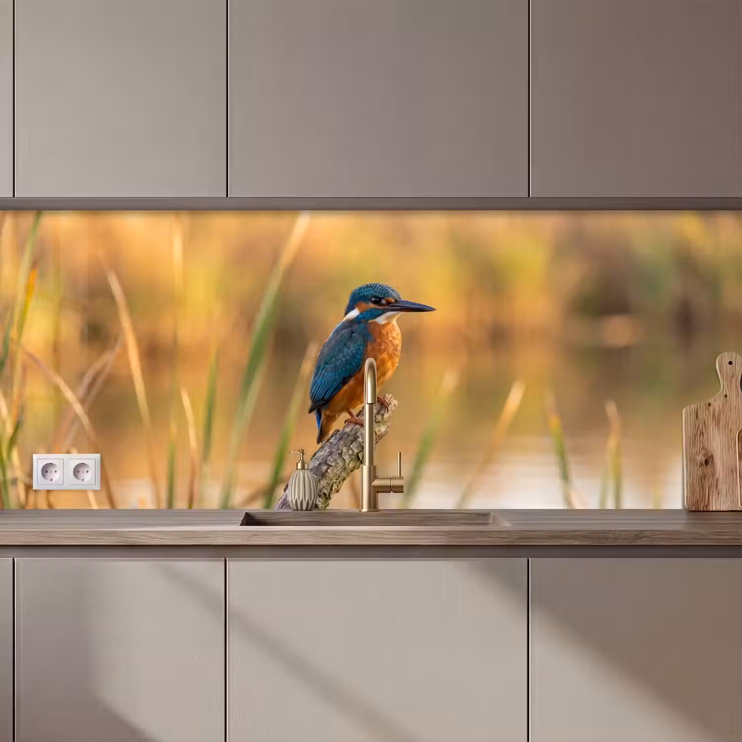 IJsvogel - Tak - Water - Kleurrijk - Levendig keuken achterwand 2 middel zz_3dshopping