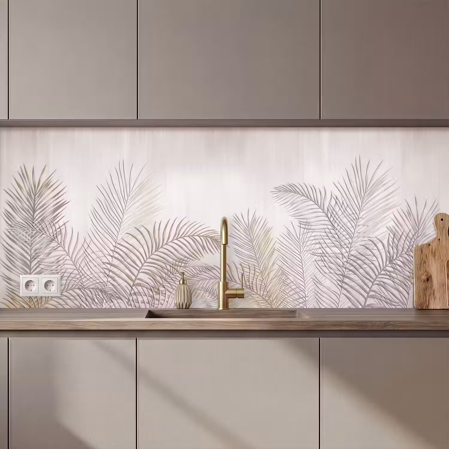 Bladeren - Beige - Botanisch - Vintage keuken achterwand 2 middel zz_3dshopping