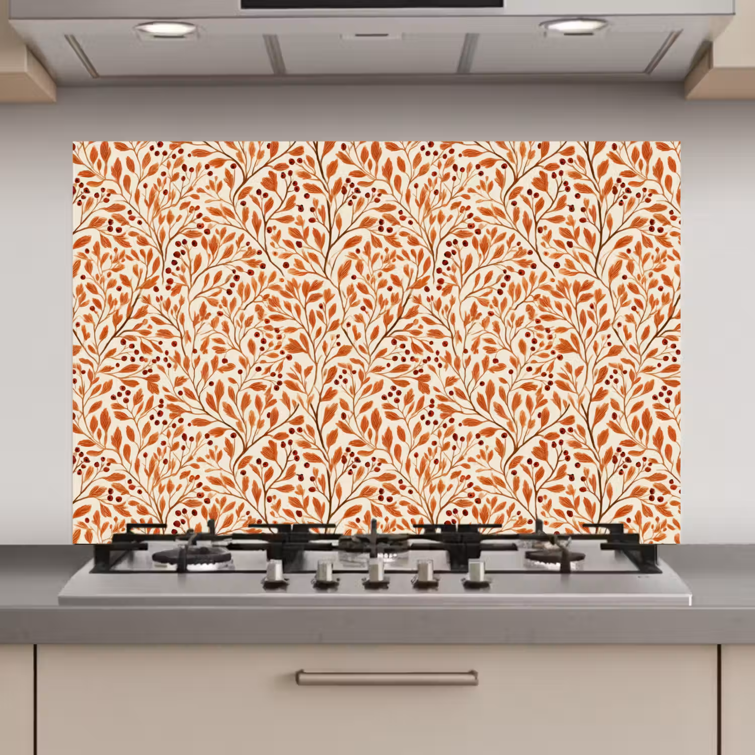 Bladeren - Botanisch - Terracotta keuken achterwand spatscherm klein 900 -3d_website