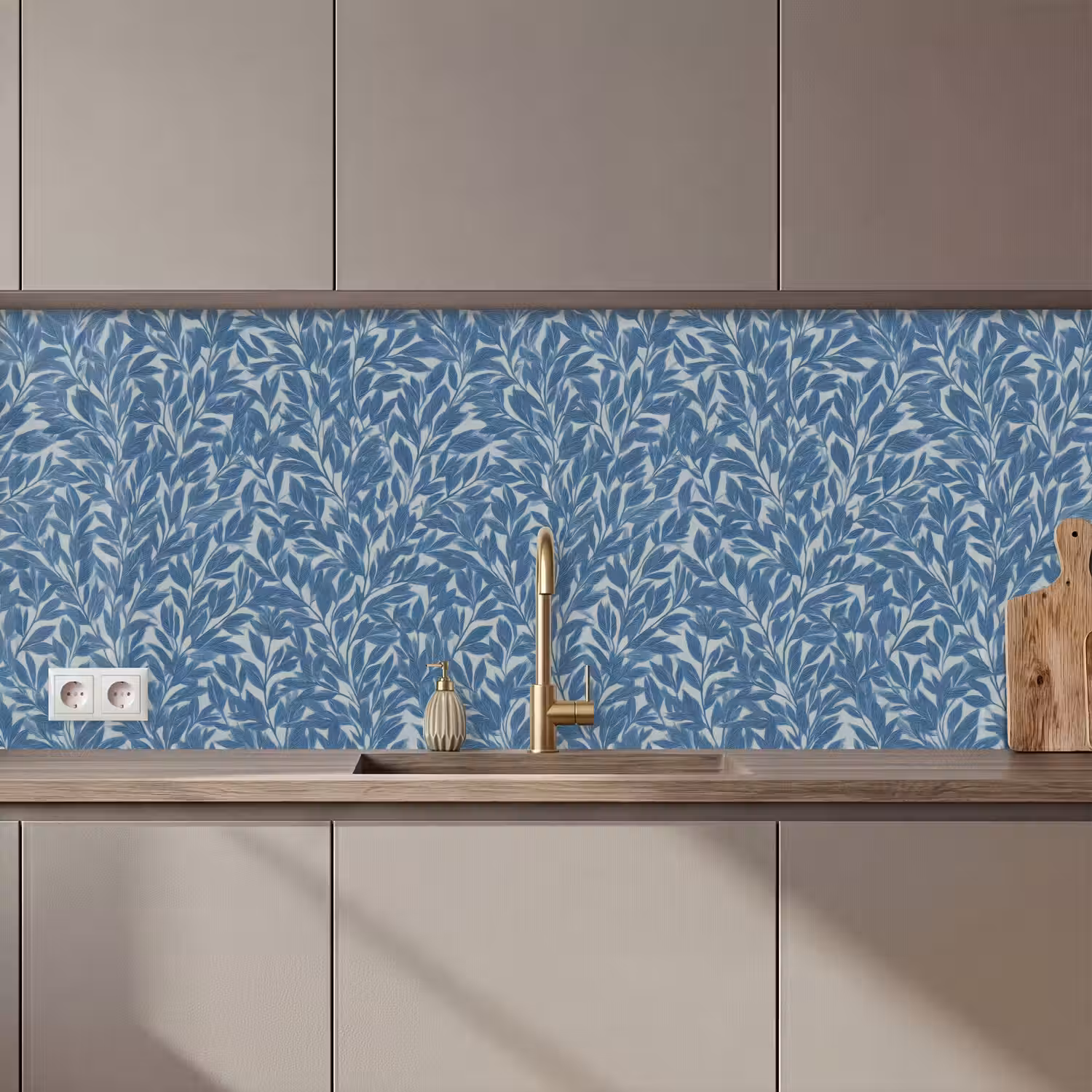 Bladeren - Klassiek - Patroon - Donkerblauw - Vintage keuken achterwand 2 middel 871 zz_3dshopping