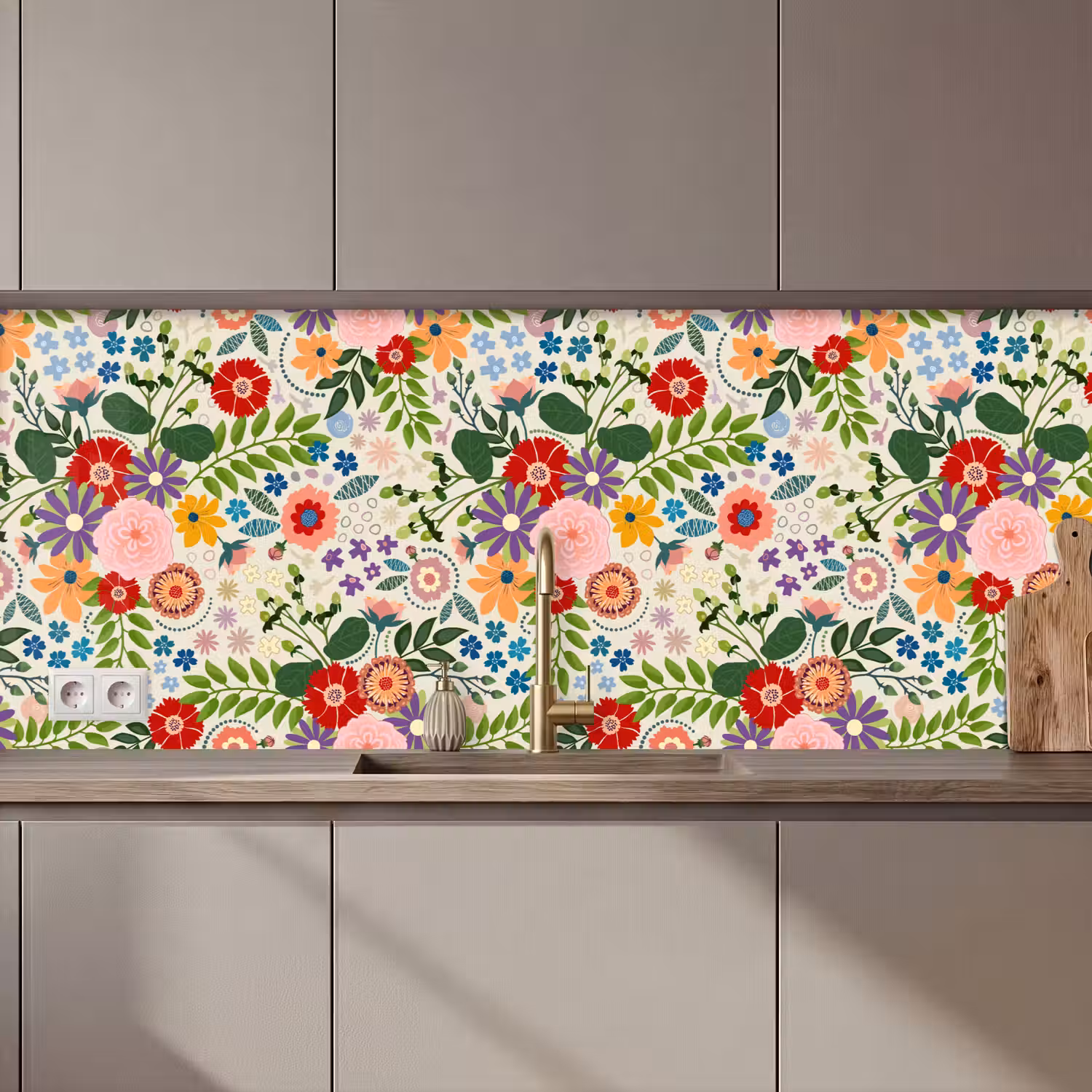 Bladeren - Bloemen - Design keuken achterwand 2 middel 871 zz_3dshopping