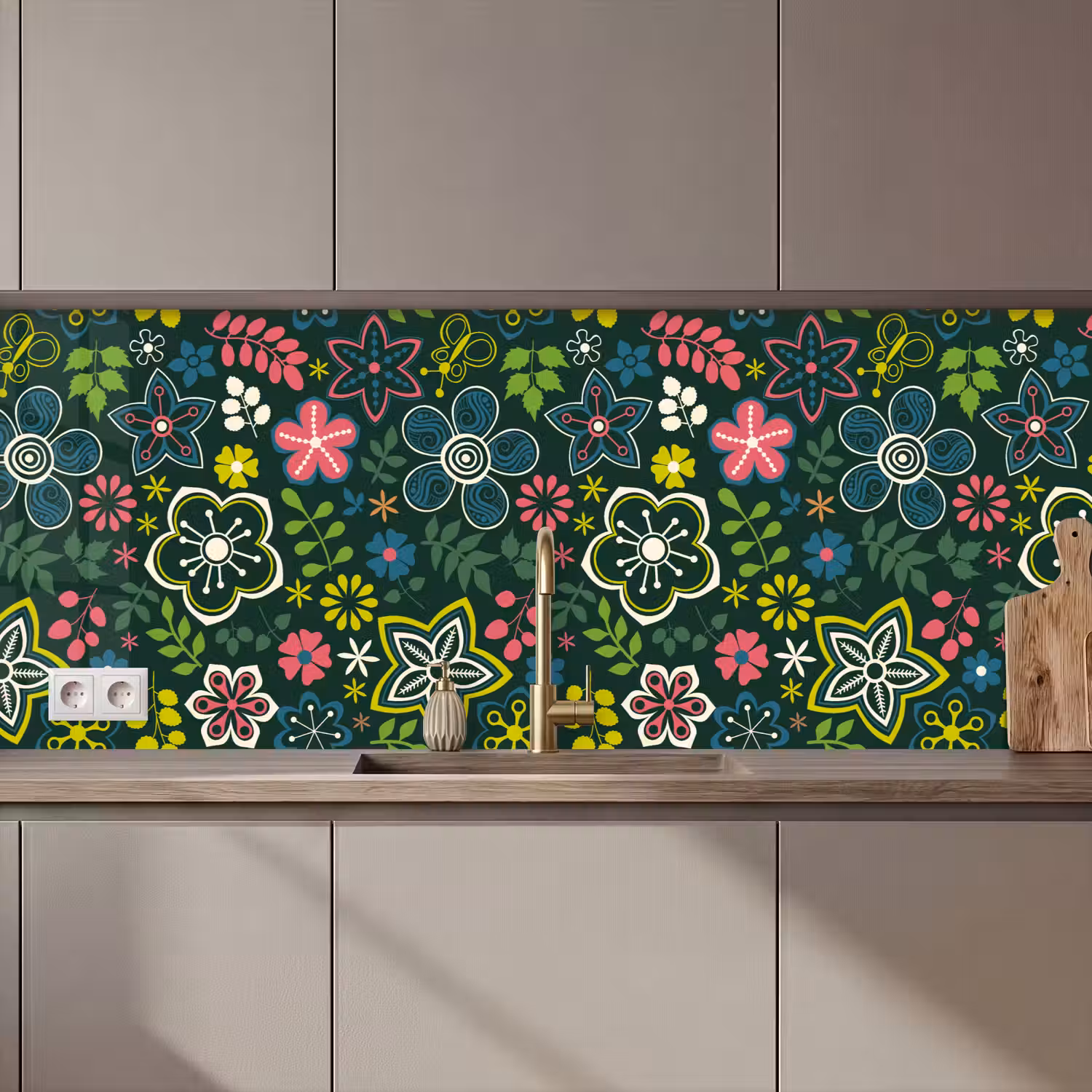 Bladeren - Patronen - Bloemen keuken achterwand 2 middel 871 zz_3dshopping