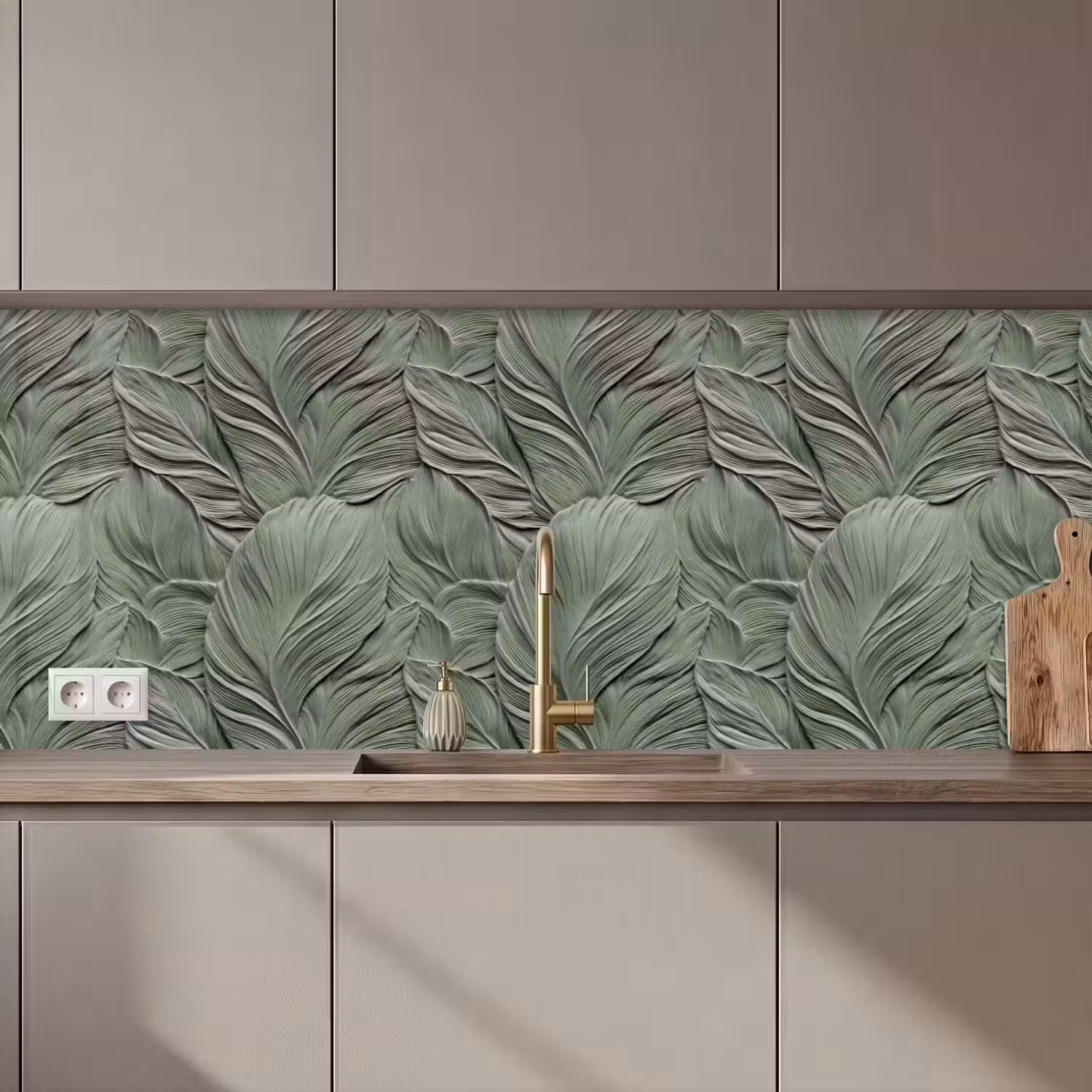 Bladeren - Textuur - Groen keuken achterwand 2 middel 871 zz_3dshopping