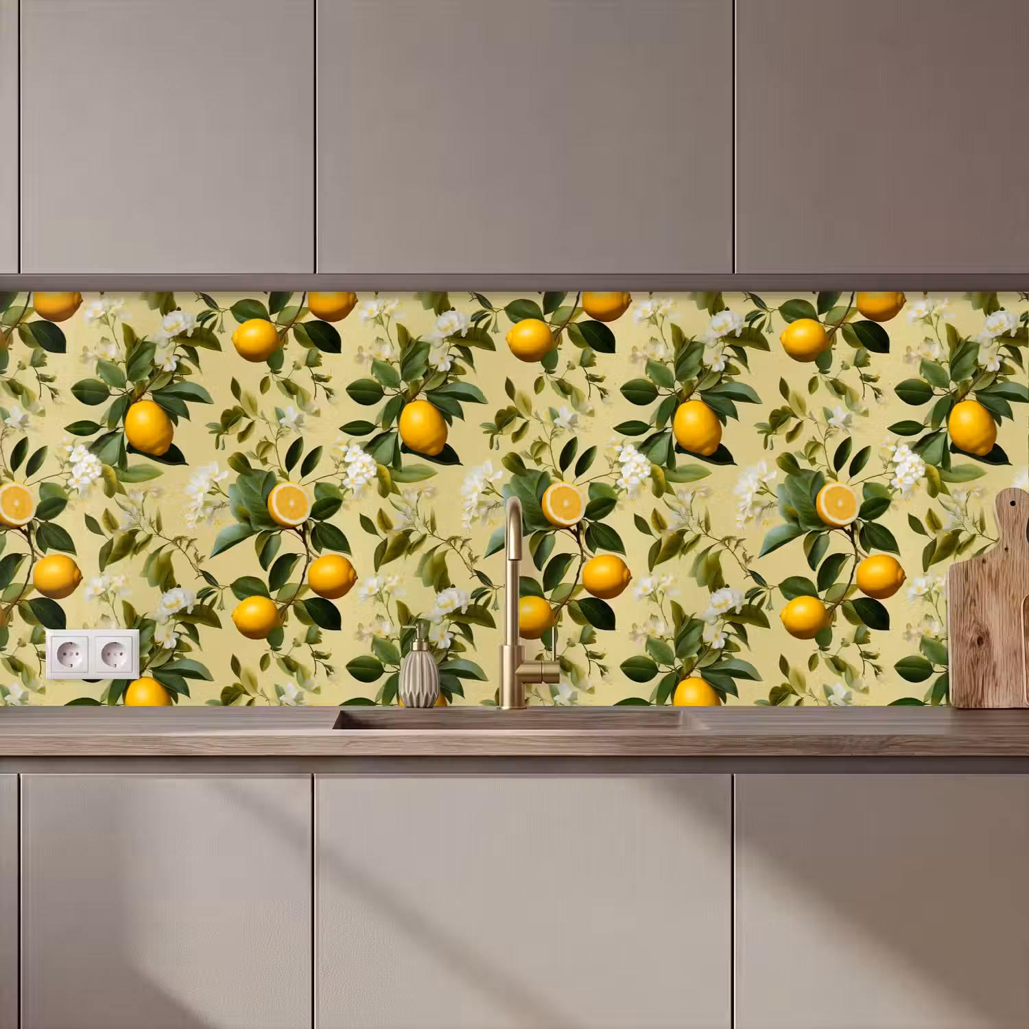 Citroen - Groen - Bloesem keuken achterwand 2 middel 871 zz_3dshopping