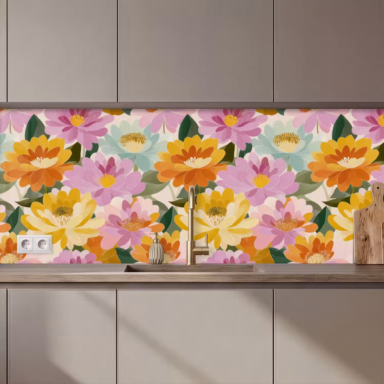Lelies - Aquarel - Pastel keuken achterwand 2 middel 871 zz_3dshopping