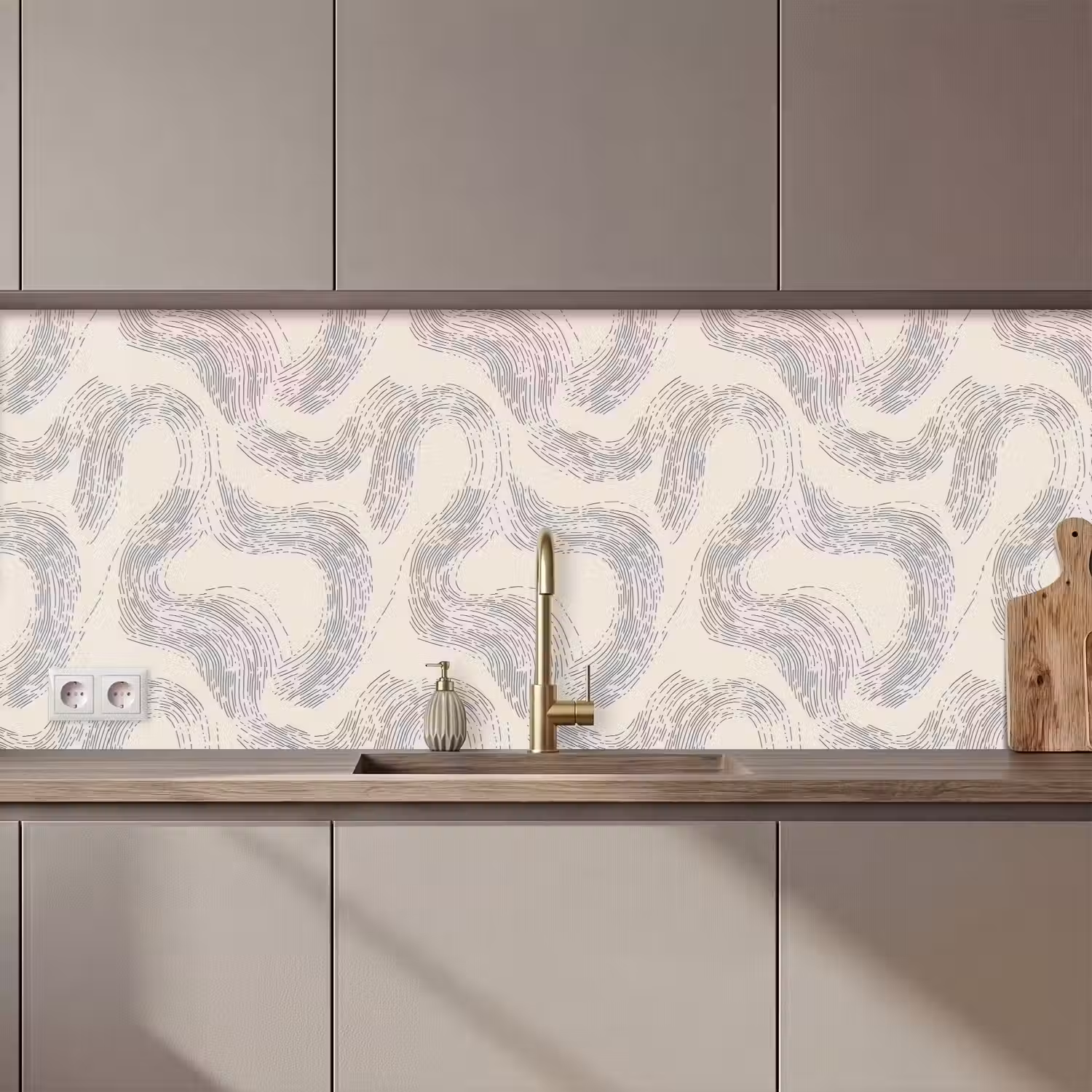 Lijnen - Patroon - Beige - Minimalistisch keuken achterwand 2 middel 871 zz_3dshopping