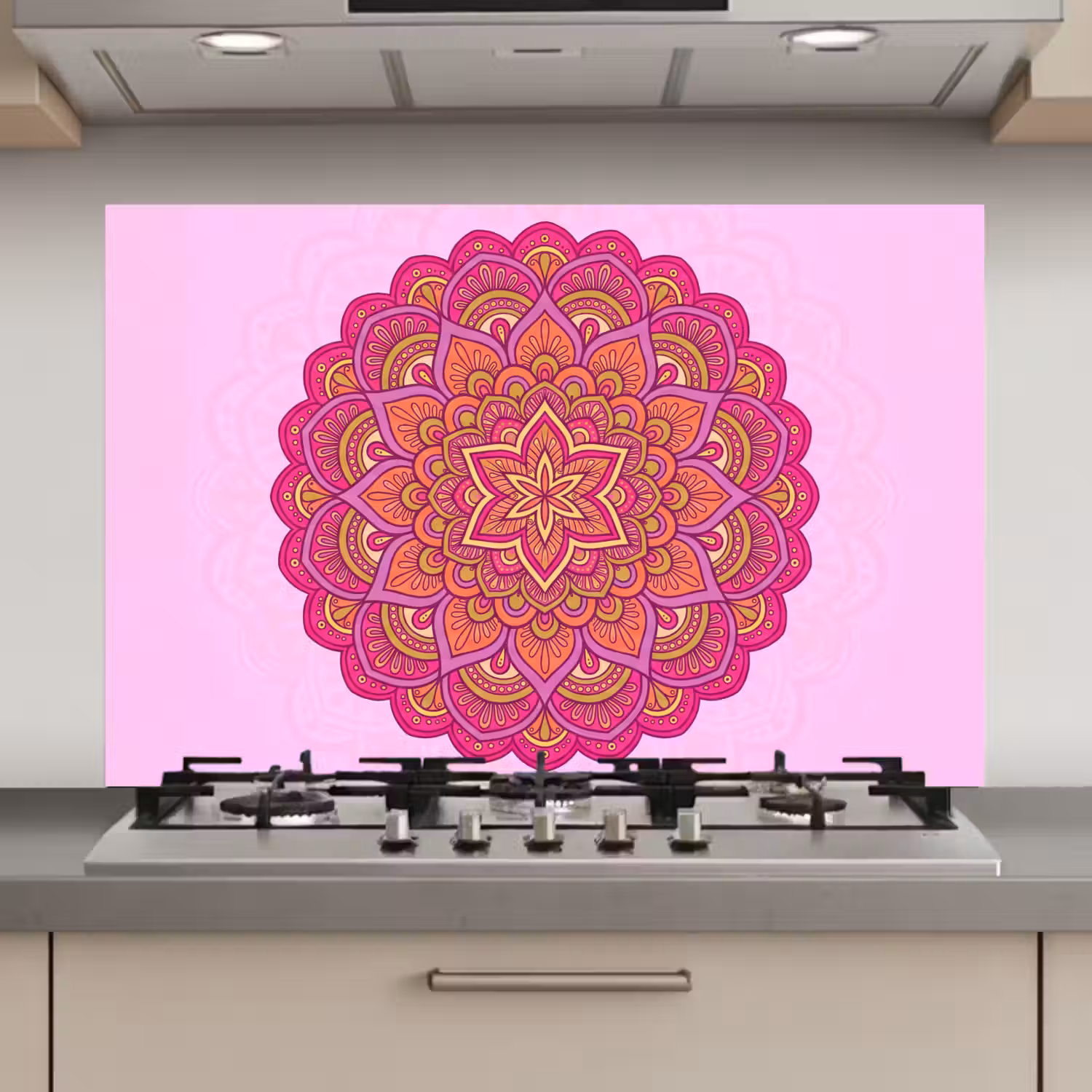 Mandala - Cirkel - Spiritueel - Oosters - Roze keuken achterwand spatscherm klein -3d_website