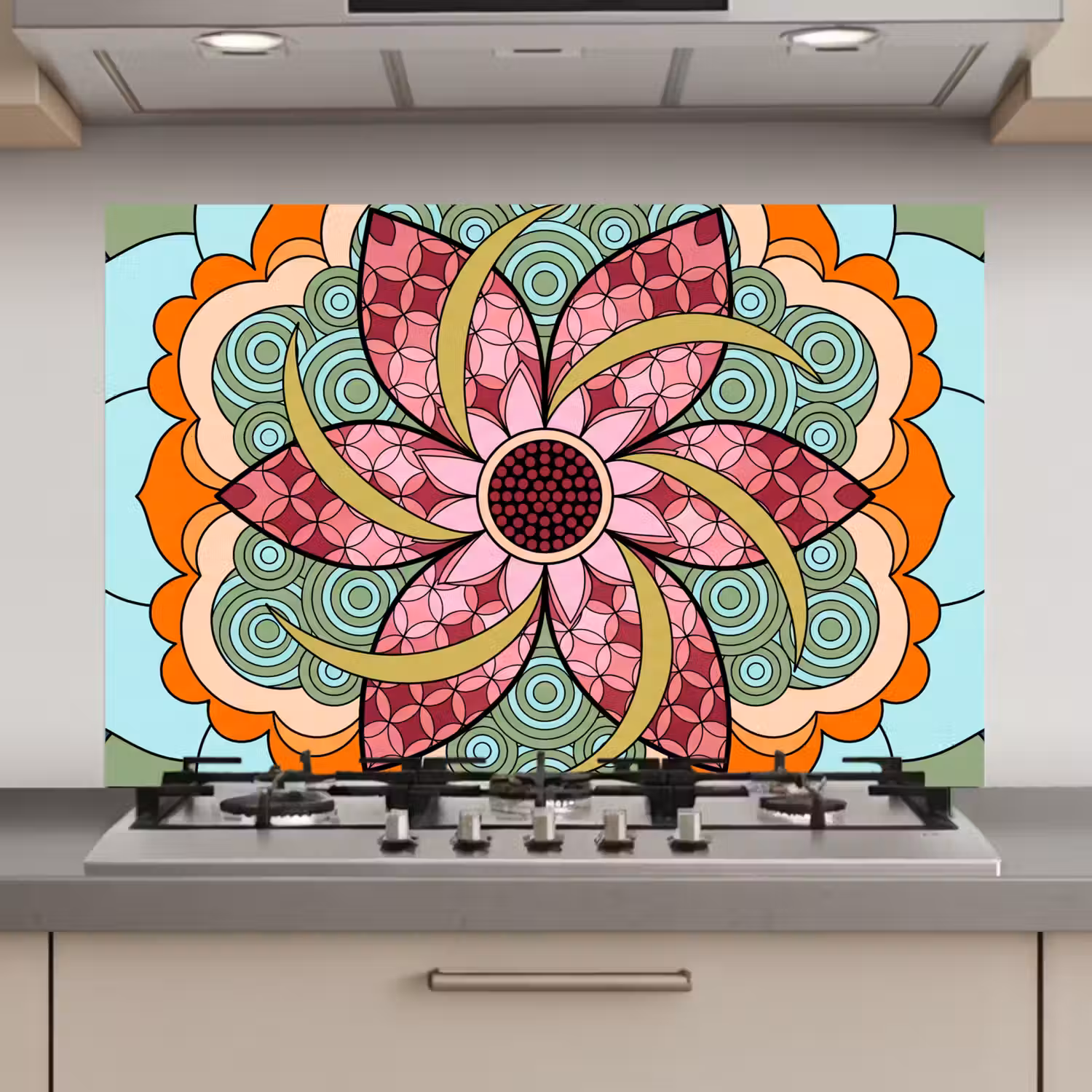 Mandala - Geometrisch - Kunst - Decoratief - Kleurrijk keuken achterwand spatscherm klein -3d_website