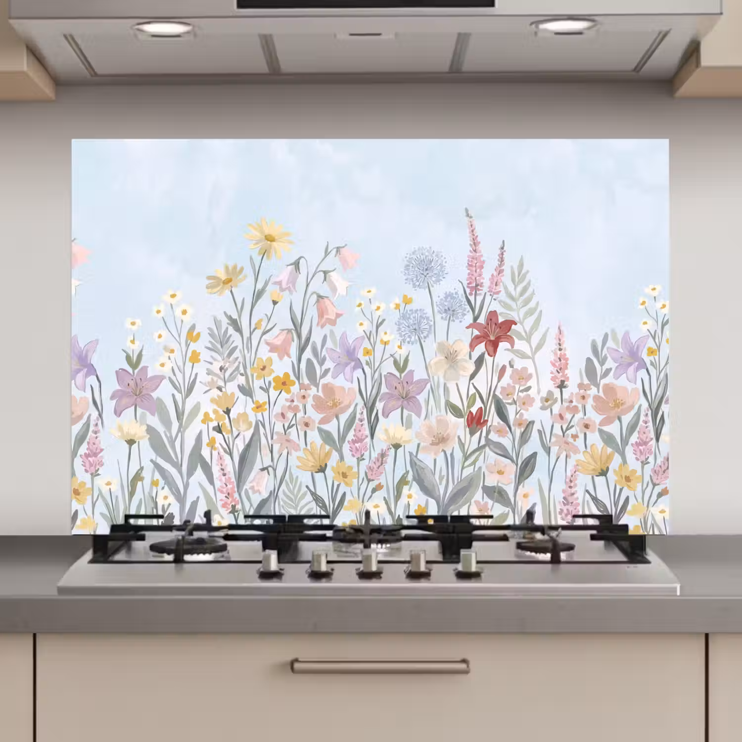 Weidebloemen - Illustratie - Kleurrijk keuken achterwand 2 middel zz_3dshopping