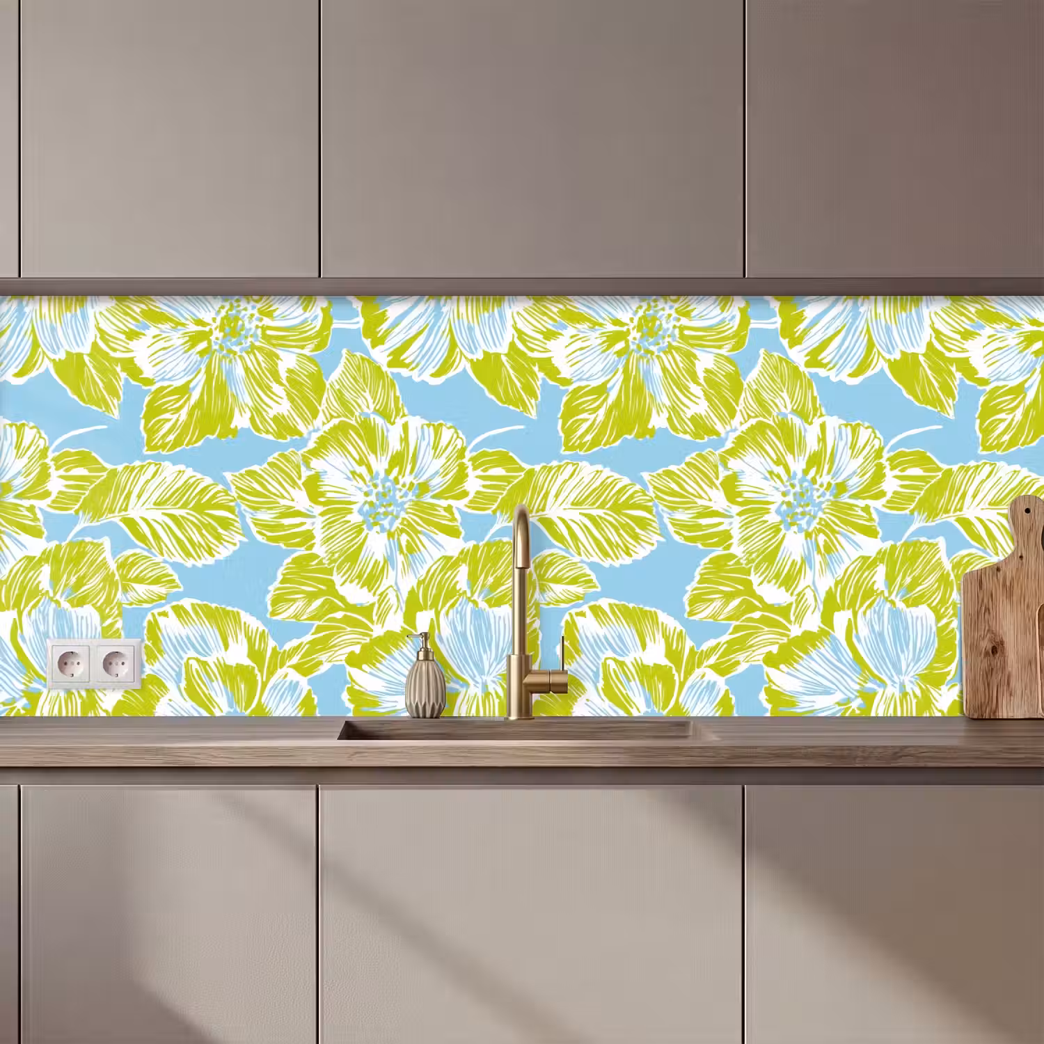 Modern - Bloemen - Groen keuken achterwand 2 middel 871 zz_3dshopping
