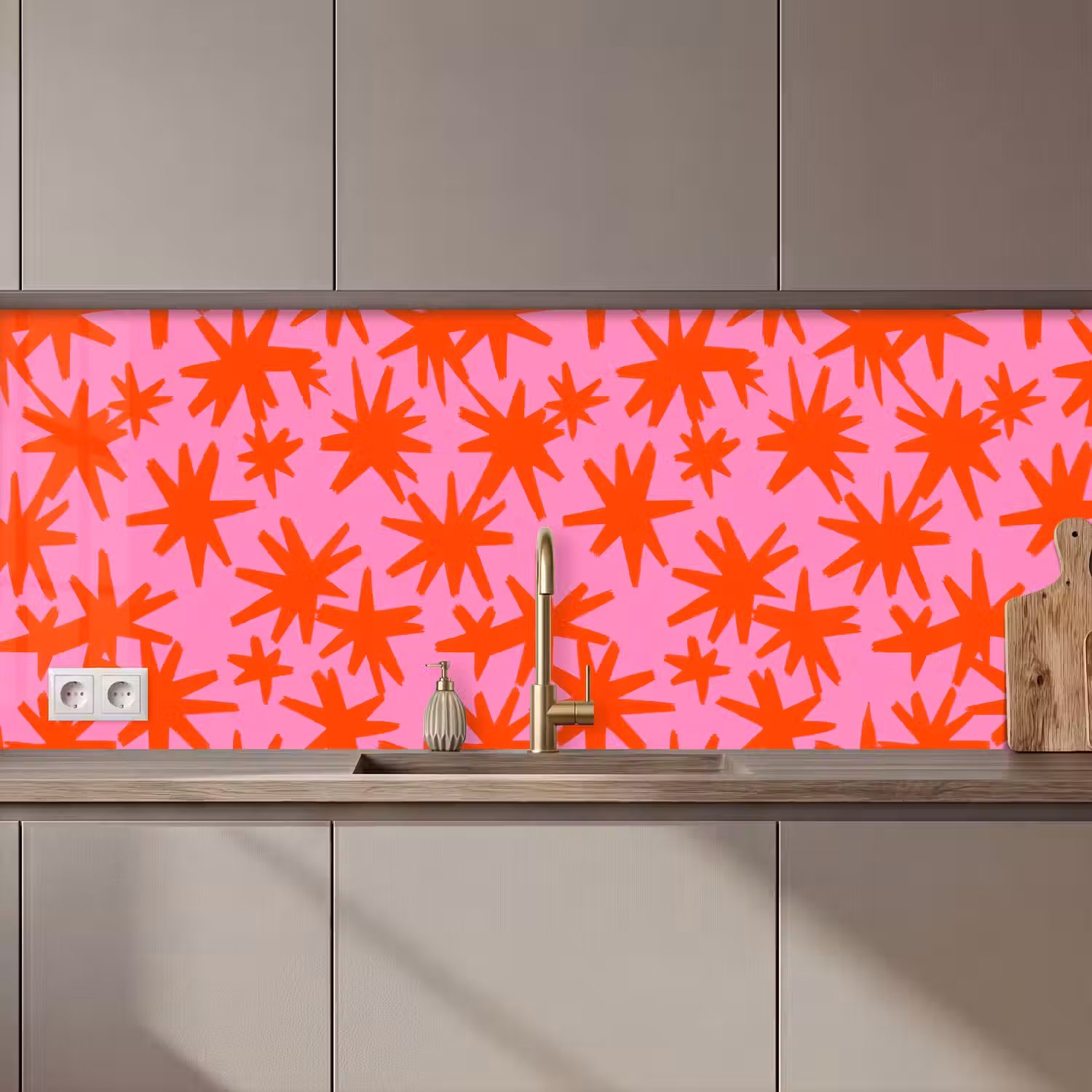 Modern - Sterren - Roze keuken achterwand 2 middel 871 zz_3dshopping