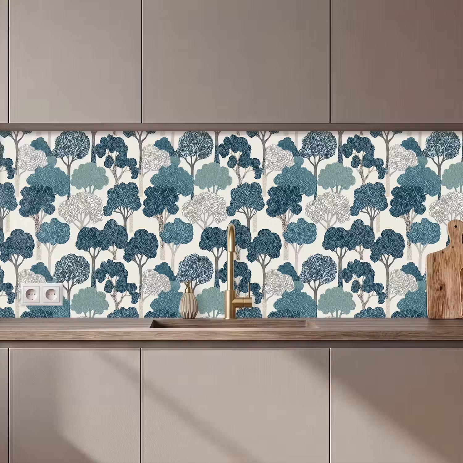 Modern - Bomen - Bos - Patroon - Blauw keuken achterwand 2 middel 871 zz_3dshopping