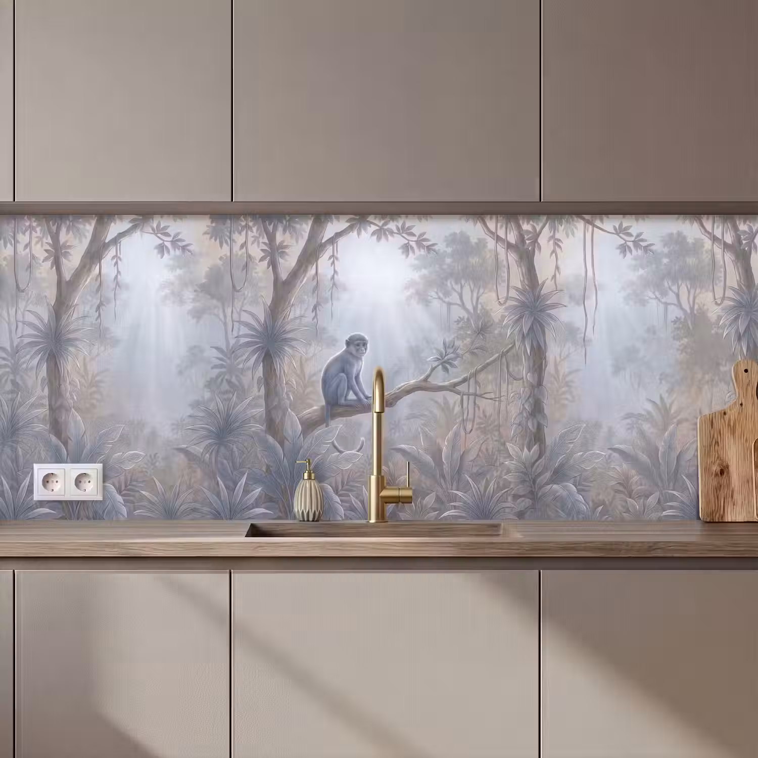 Aap - Boom - Jungle - Natuur - Grijs keuken achterwand 2 middel zz_3dshopping