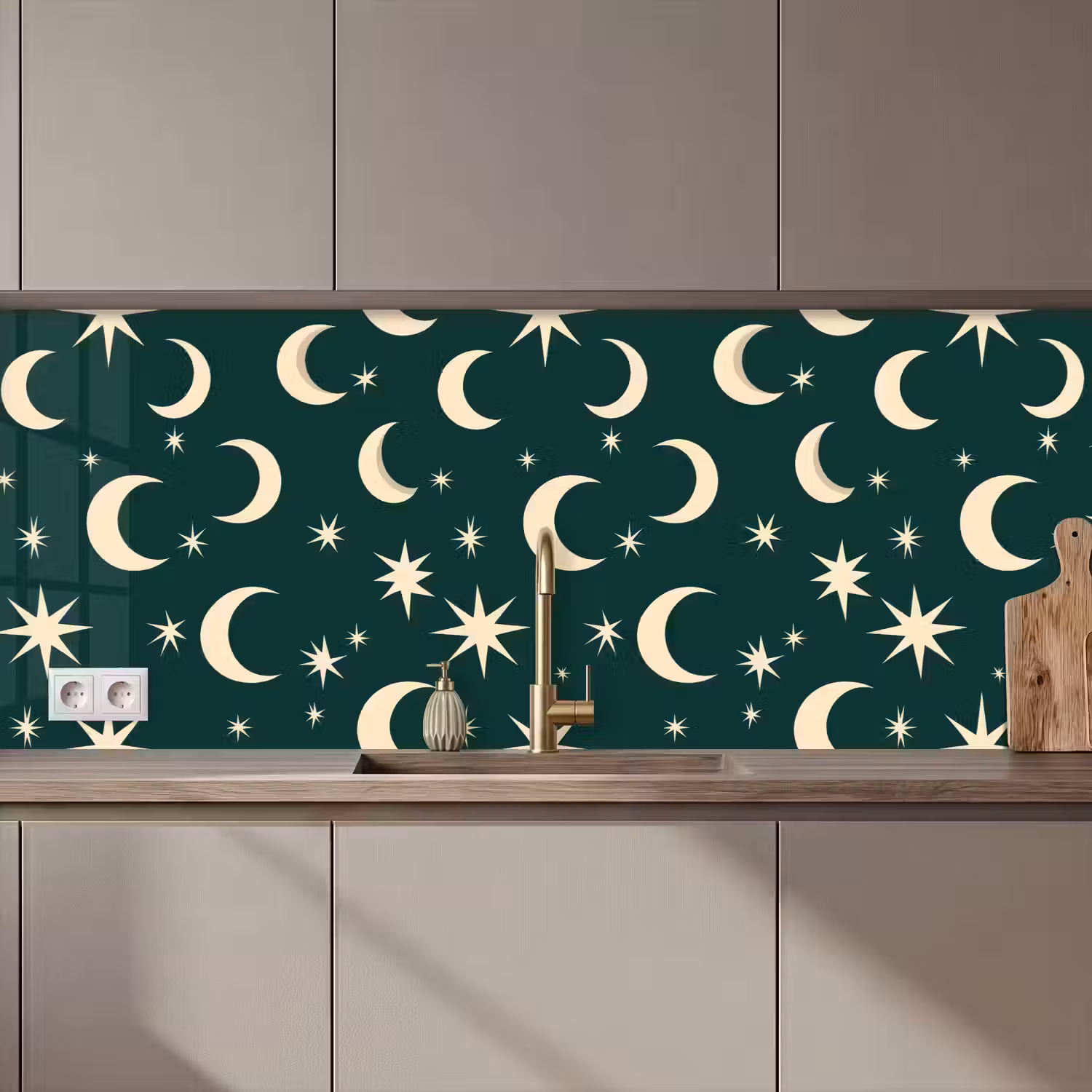 Manen - Sterren - Groen keuken achterwand 2 middel 871 zz_3dshopping