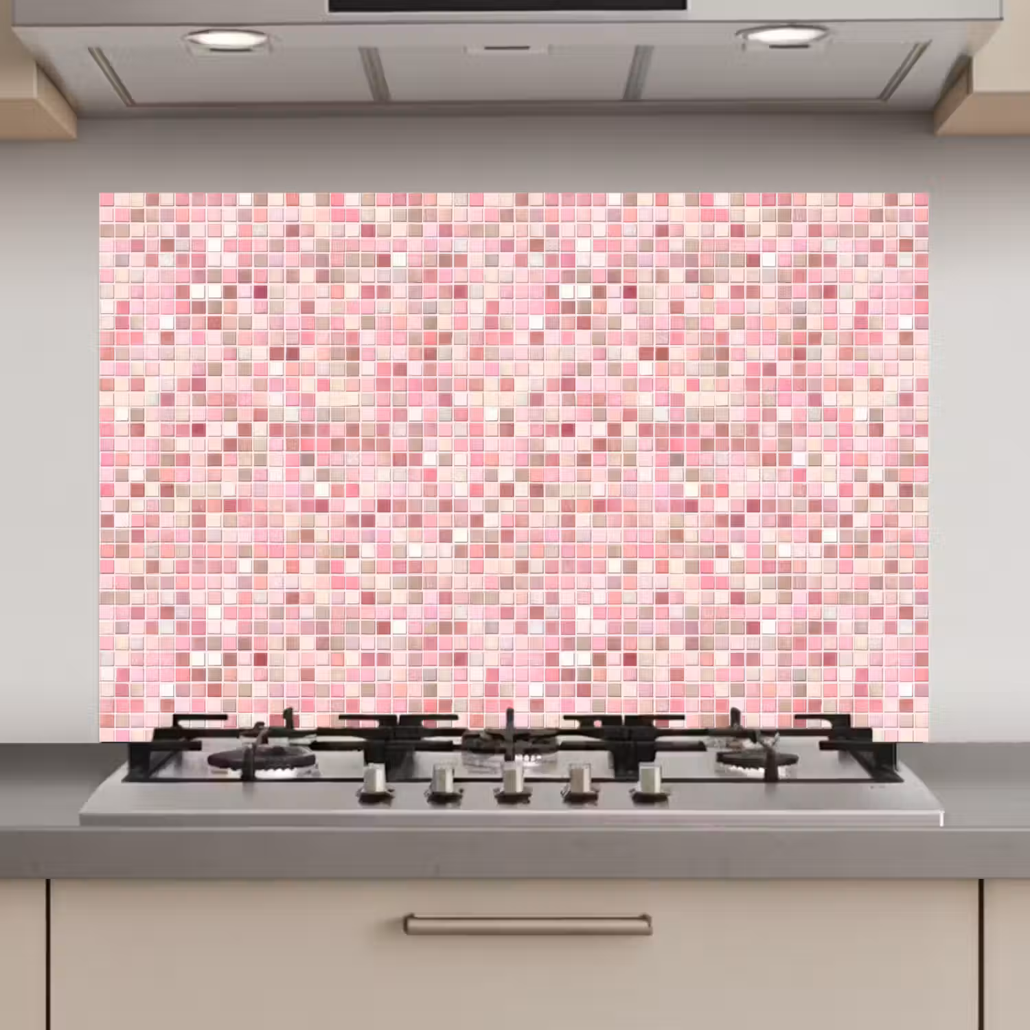 Mozaïek - Patroon - Roze keuken achterwand spatscherm klein 900 -3d_website