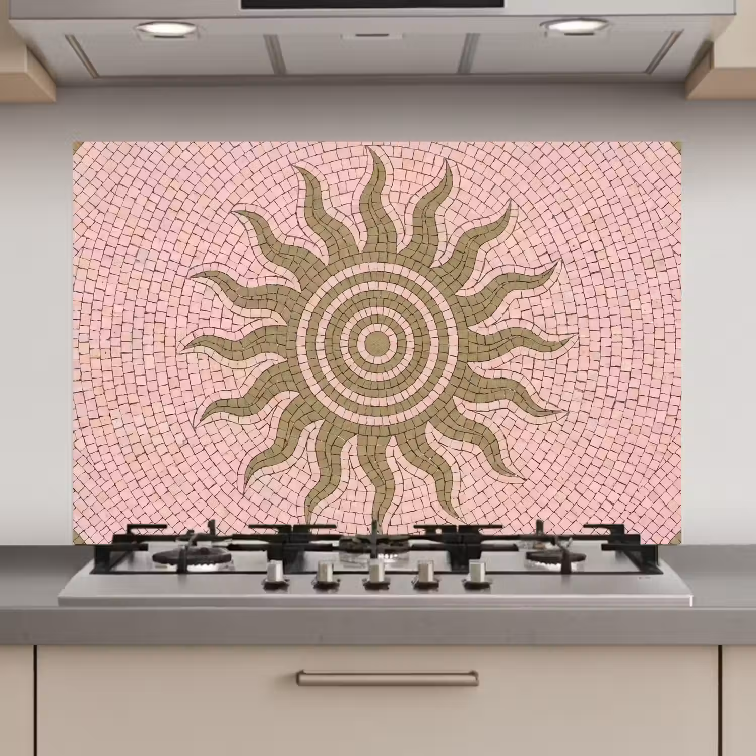 Mozaïek - Zon - Patroon - Klassiek - Roze keuken achterwand spatscherm klein -3d_website