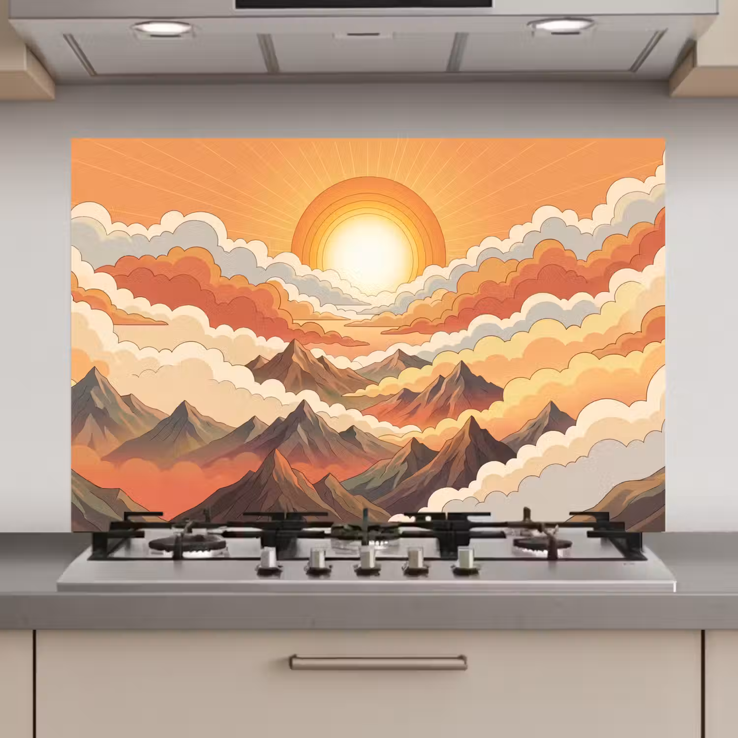 Bergen - Wolken - Natuur - Zonsopgang - Oranje keuken achterwand spatscherm klein -3d_website