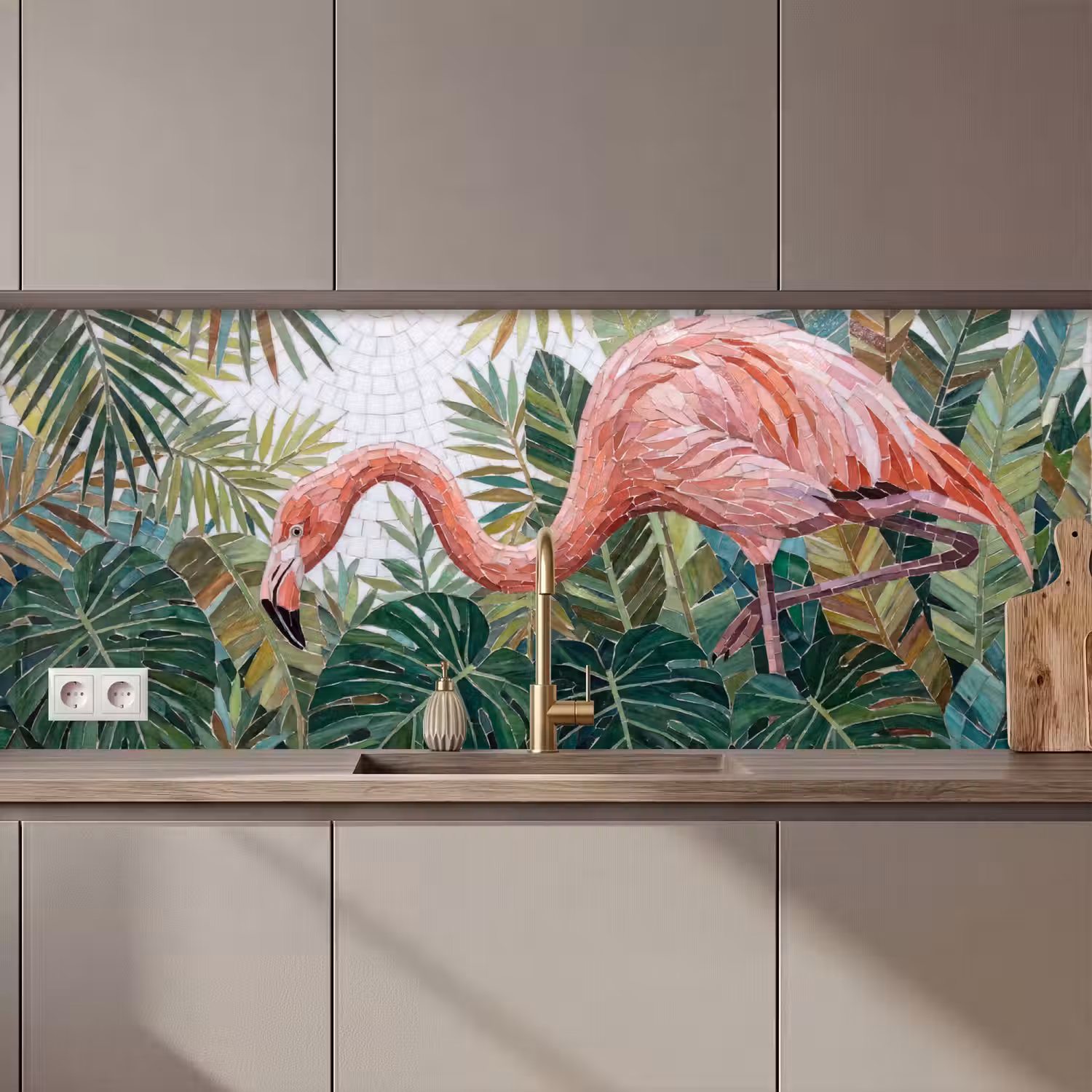 Natuur - Bladeren - Abstract - Groen - Vogel keuken achterwand 2 middel zz_3dshopping