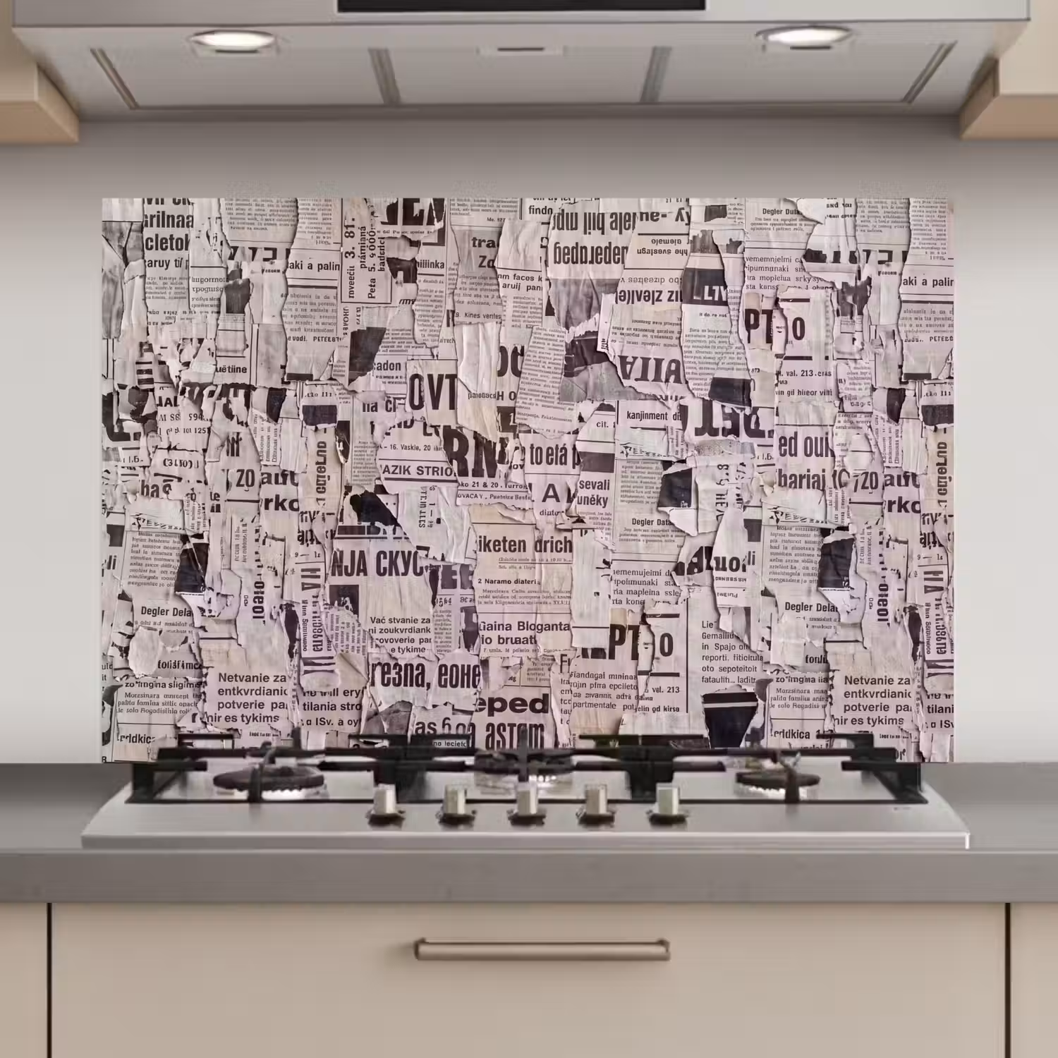 Krant - Gescheurd - Textuur - Abstract - Zwart-wit keuken achterwand spatscherm klein -3d_website