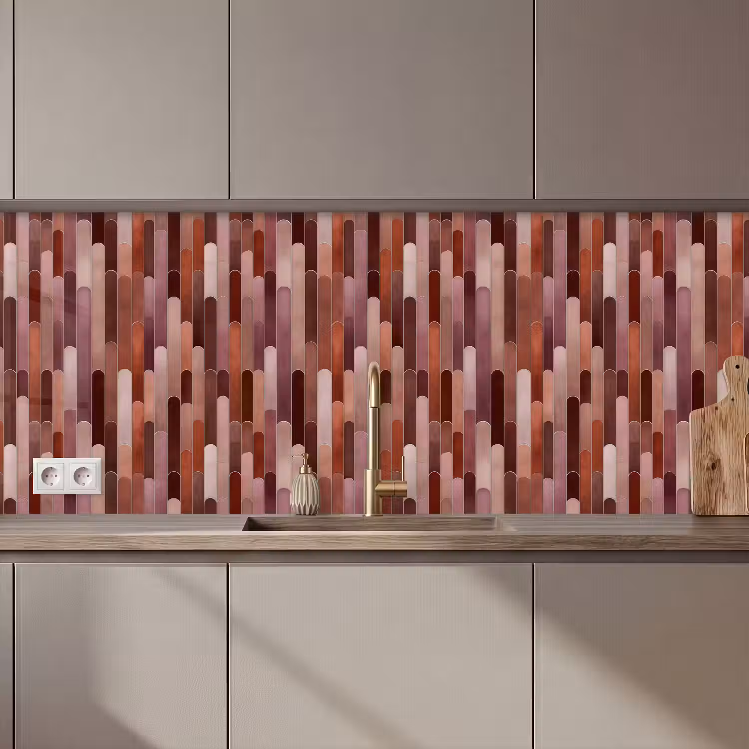 Langwerpig - Tegels - Rood - Koper keuken achterwand 2 middel 871 zz_3dshopping