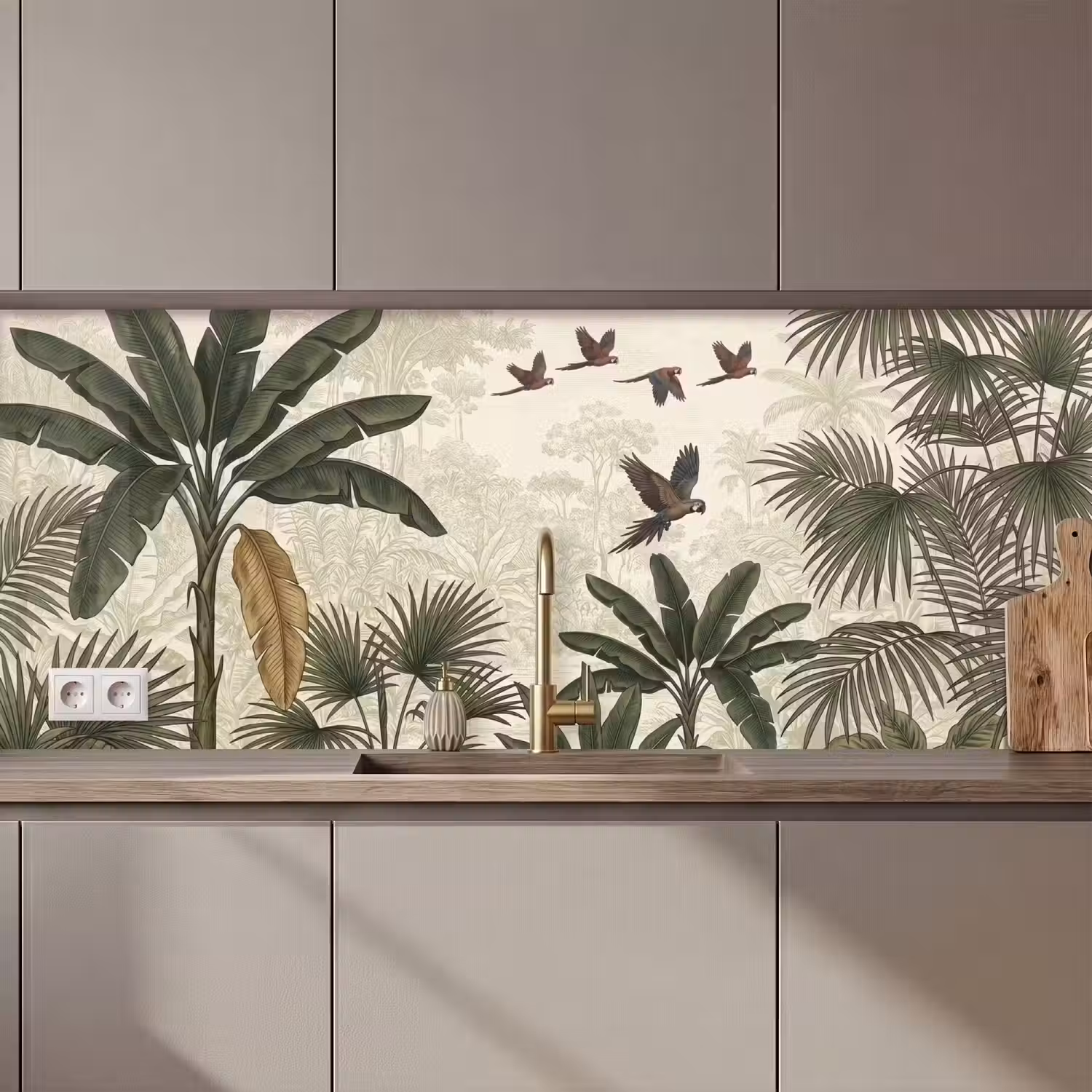 Papagaaien - Jungle - Tropisch - Green keuken achterwand 2 middel zz_3dshopping