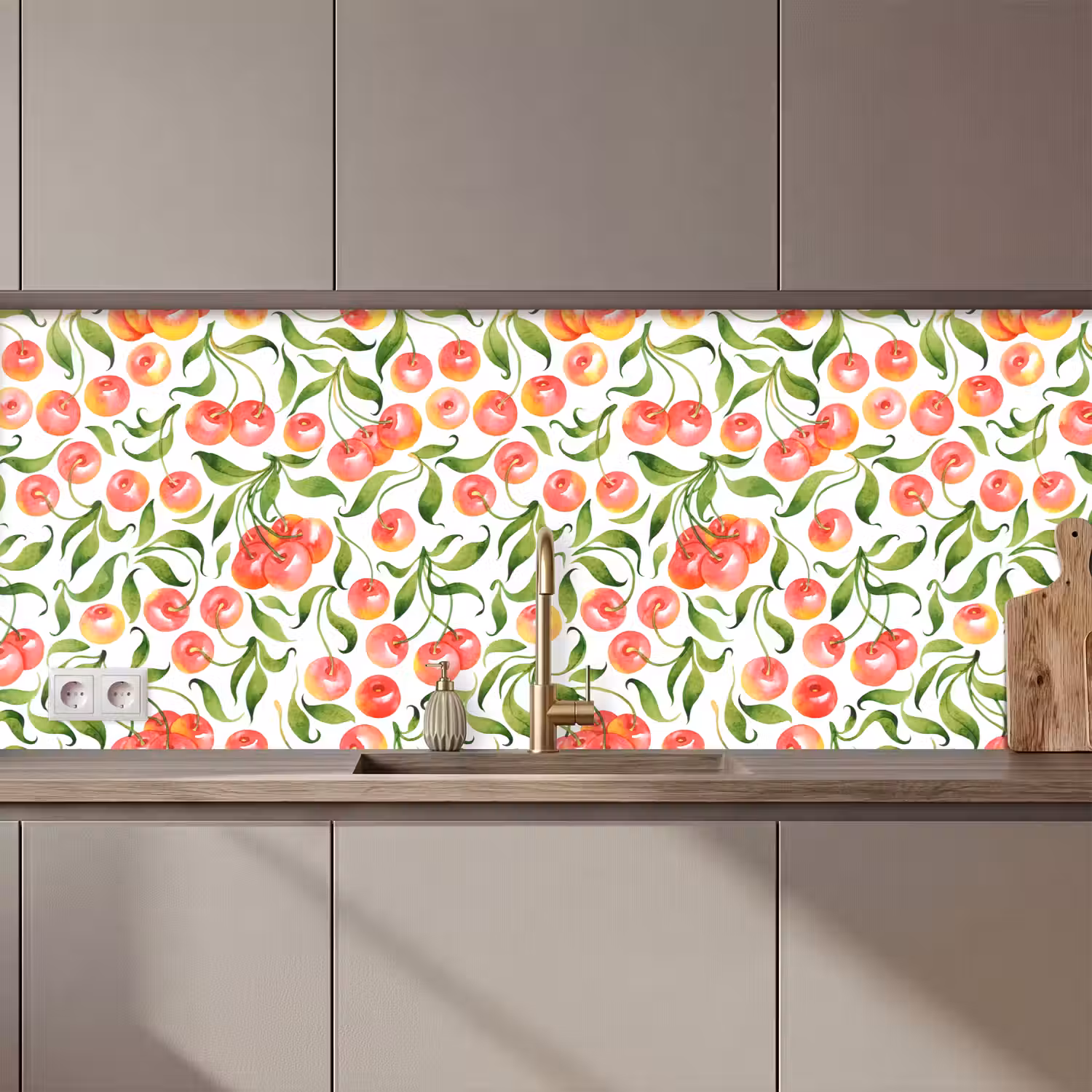 Patroon - Kersen - Wit keuken achterwand 2 middel 871 zz_3dshopping